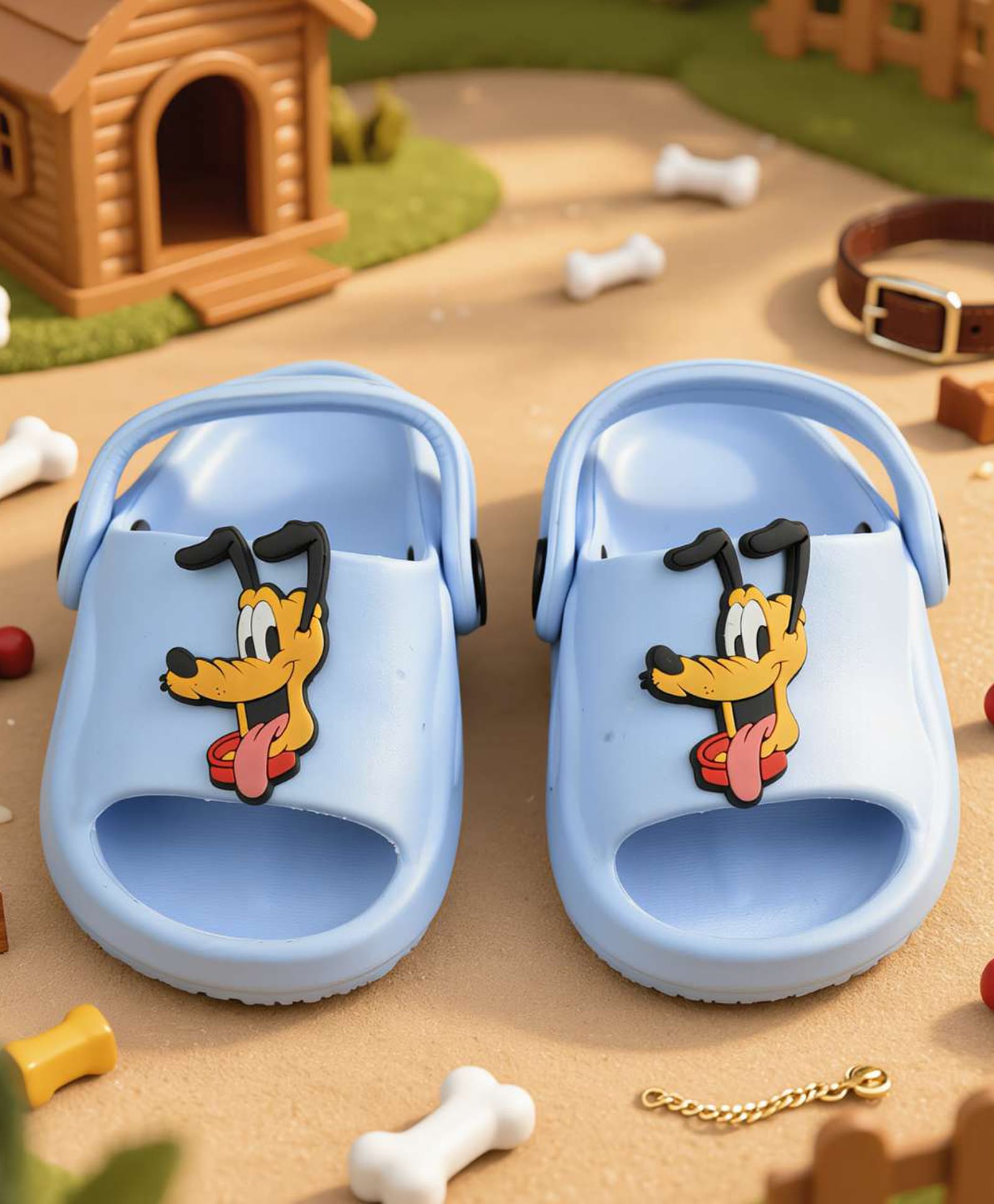 Yellow Bee Disney Featuring Pluto Applique Detailed Sandals - Blue-picture-17