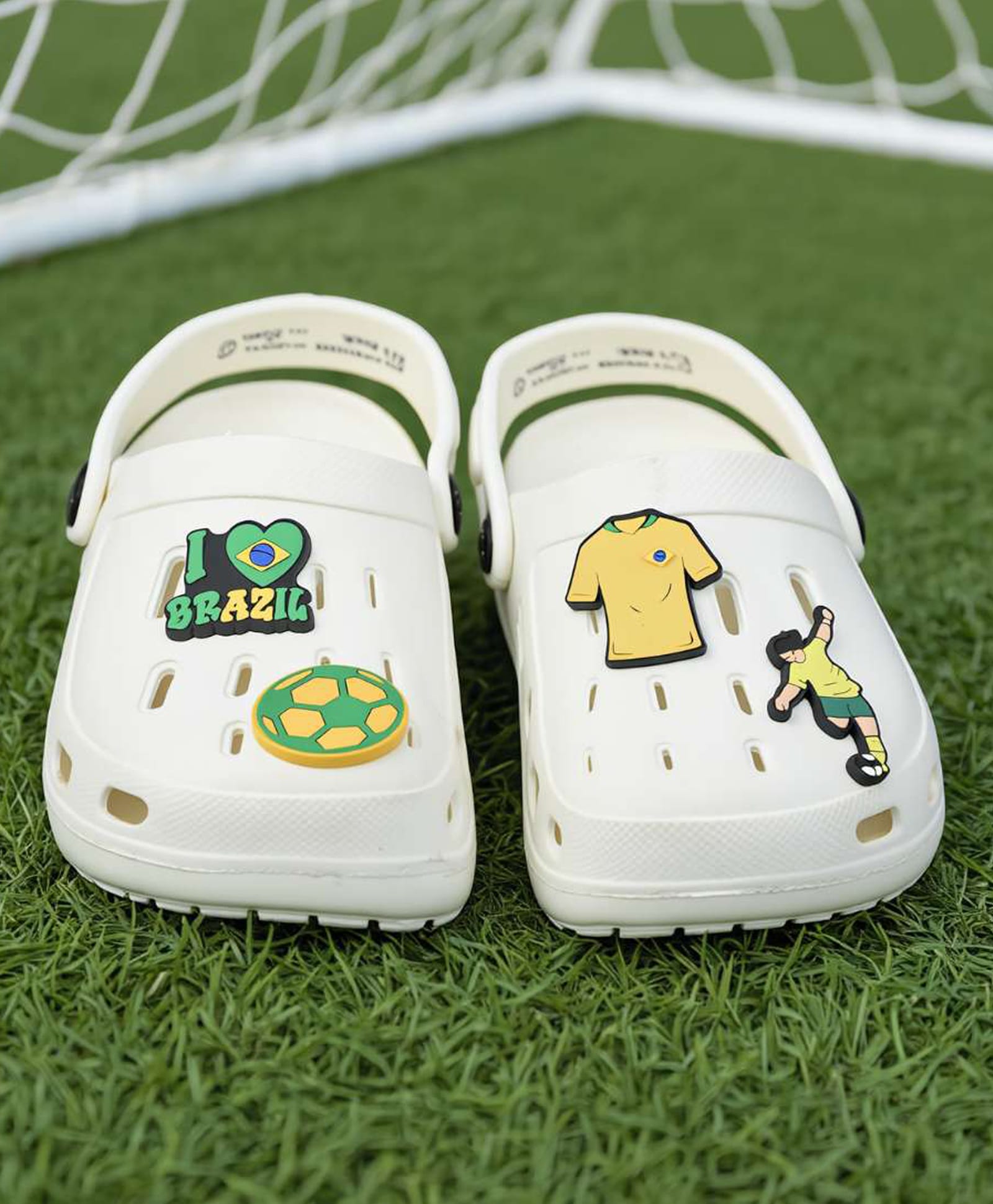 Yellow Bee Football Theme Applique Detailed Clogs - White-picture-11