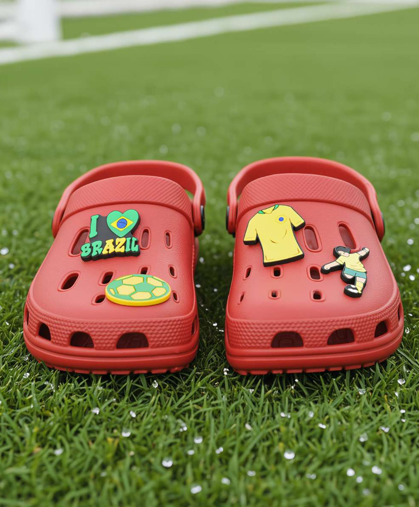 Yellow Bee Football Theme Applique Detailed Clogs - Red-image-21