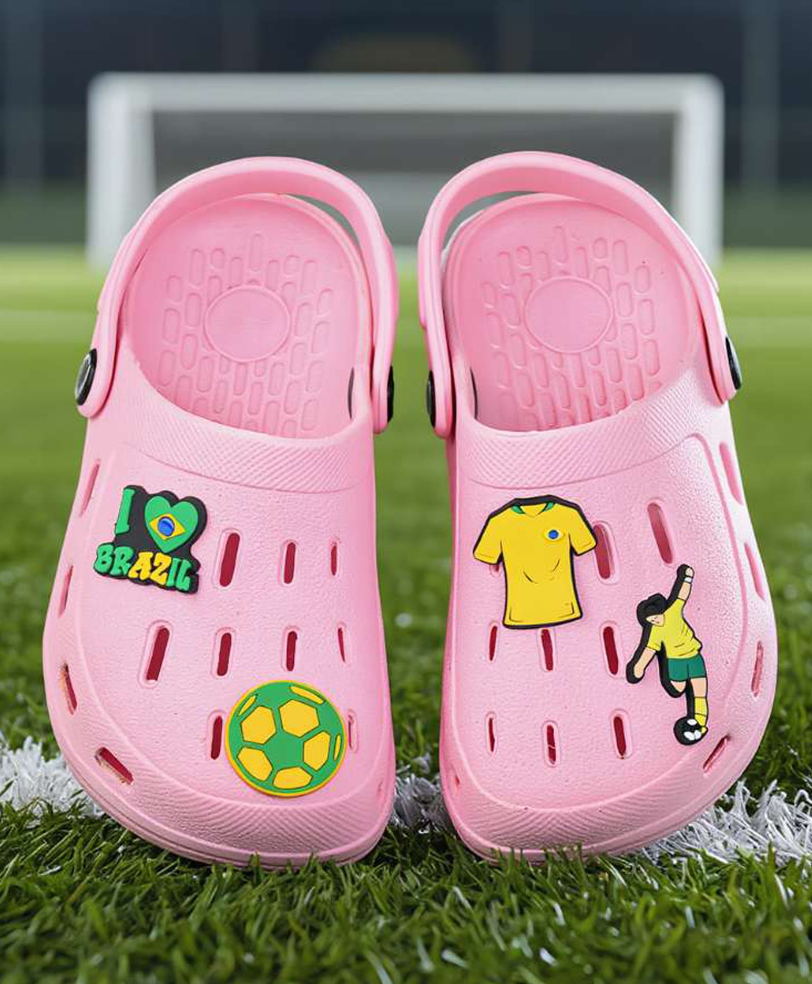 Yellow Bee Football Theme Applique Detailed Clogs - Pink-image-26