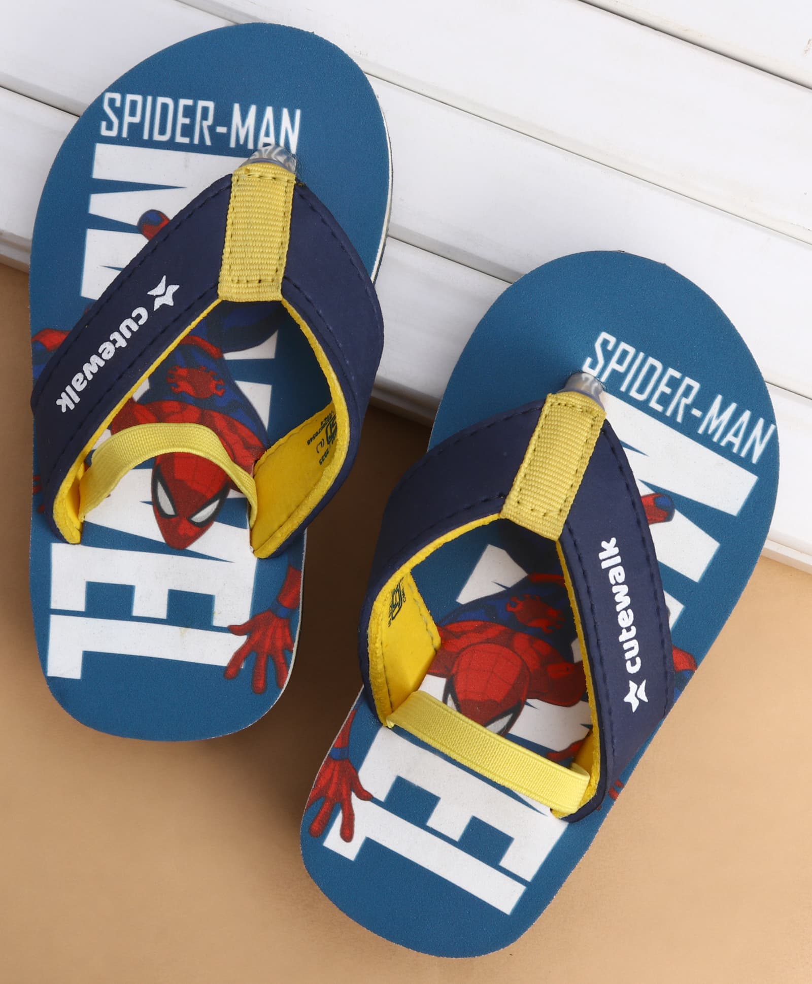 Cute Walk by Babyhug Marvel Slip On Flip Flops with Spider Man Print - Blue-picture-31