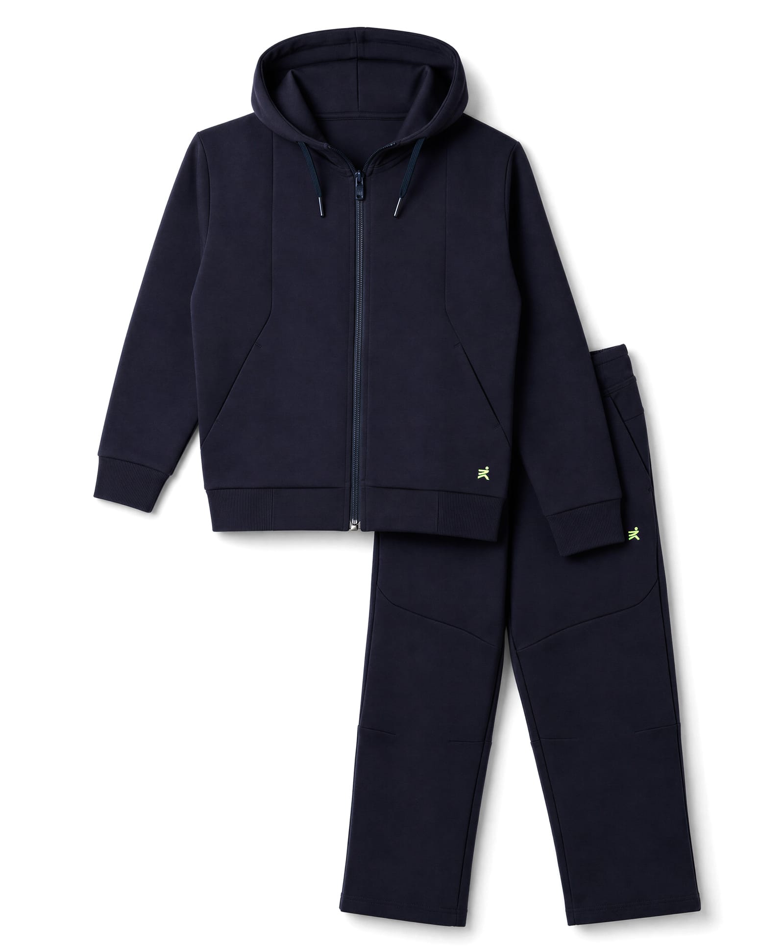 Doreme Fleece Knitted Full Sleeves Solid Color Winter Wear Hooded T-Shirt & Joggers Set - Navy Blue-picture-19
