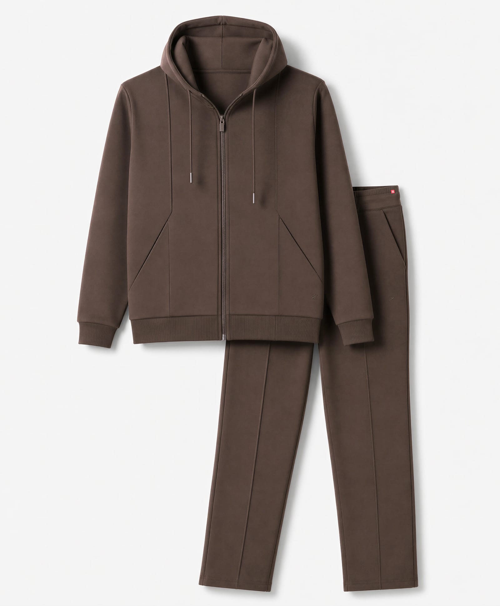 Doreme Fleece Knit Full Sleeves Solid Colour Co-Ords Hooded Winter Wear T-Shirt & Joggers Set - Brown-image-28