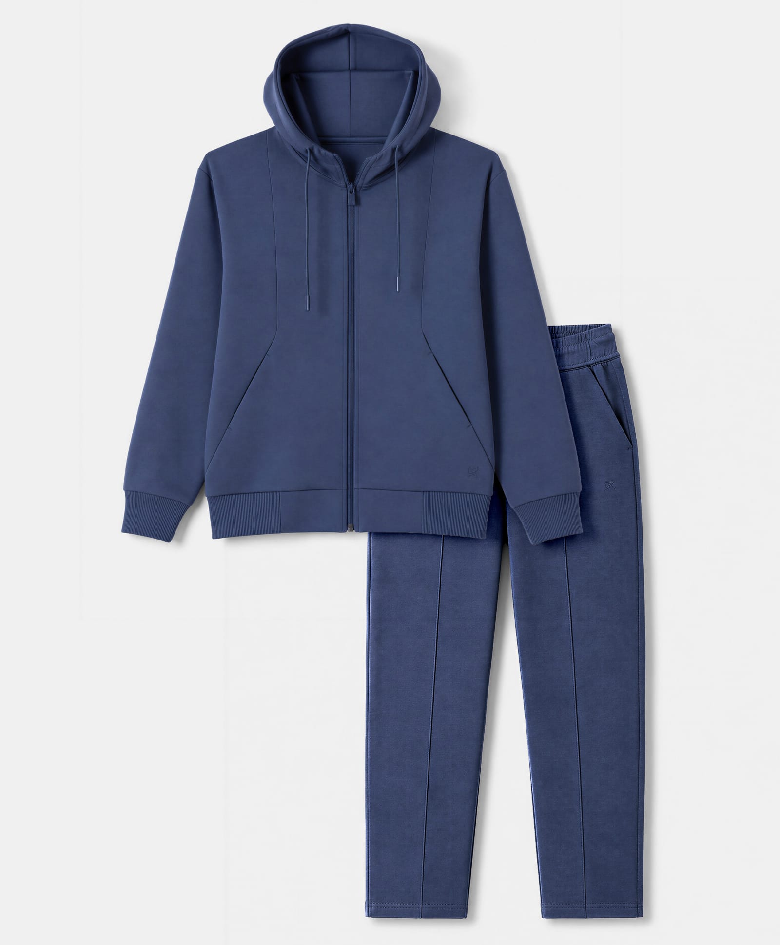 Doreme Fleece Knit Full Sleeves Solid Colour Co-Ords Hooded Winter Wear T-Shirt & Joggers Set - Blue-picture-21