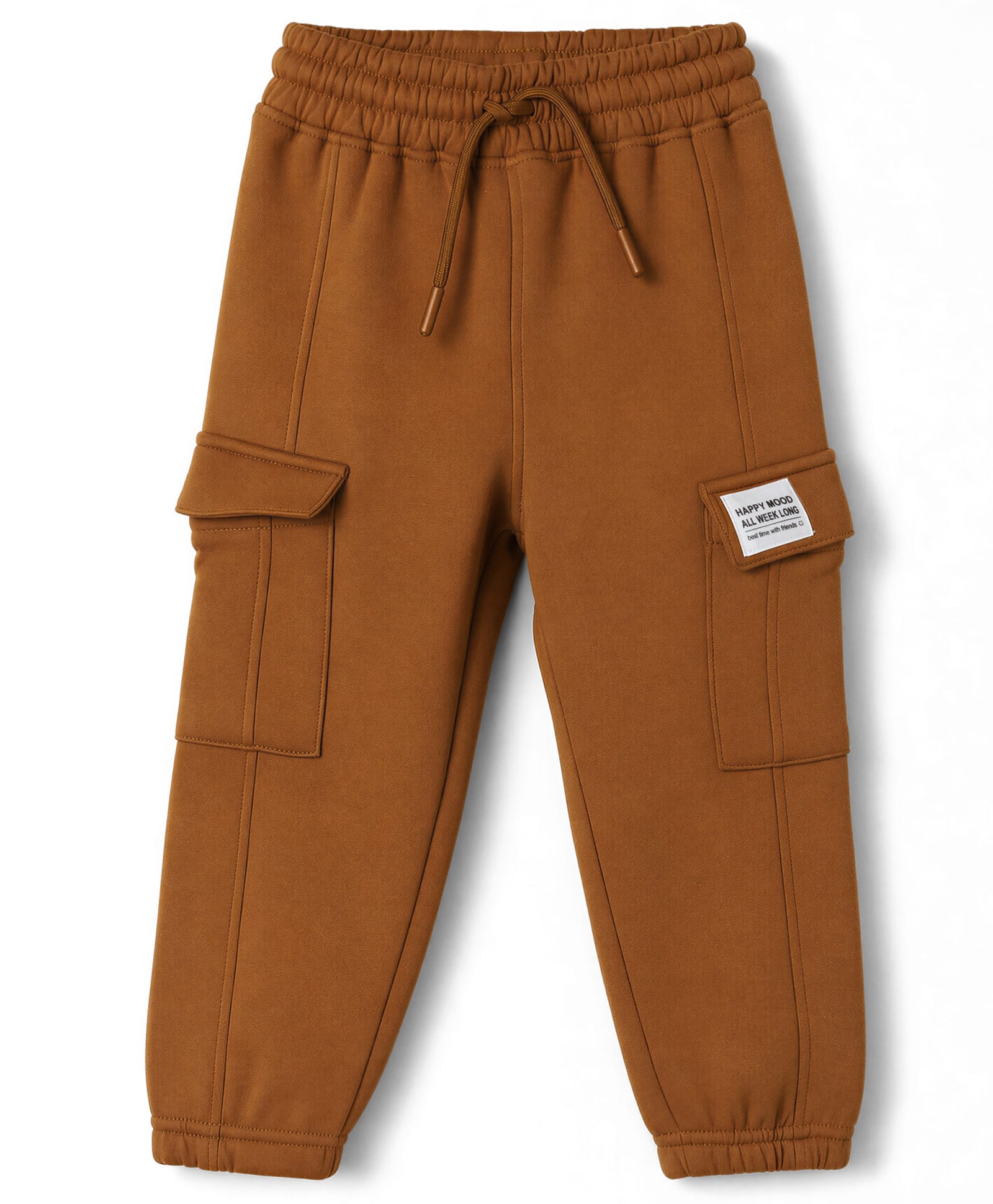 Doreme Knit Full Length Fleece Pant With Text Applique - Brown-picture-22