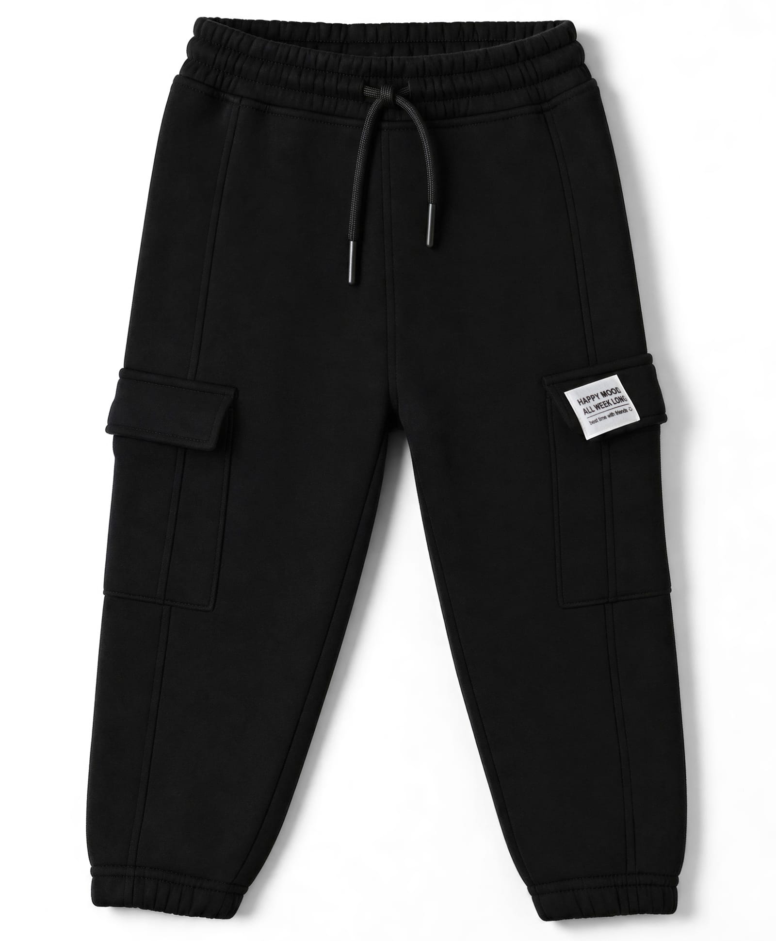 Doreme Knit Full Length Fleece Pant With Text Applique - Black