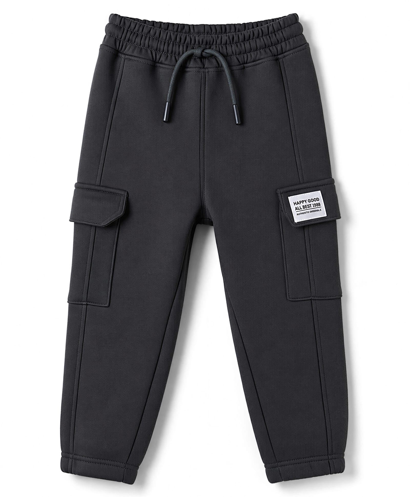 Doreme Knit Full Length Fleece Pant With Text Applique - Charcoal Grey-picture-17