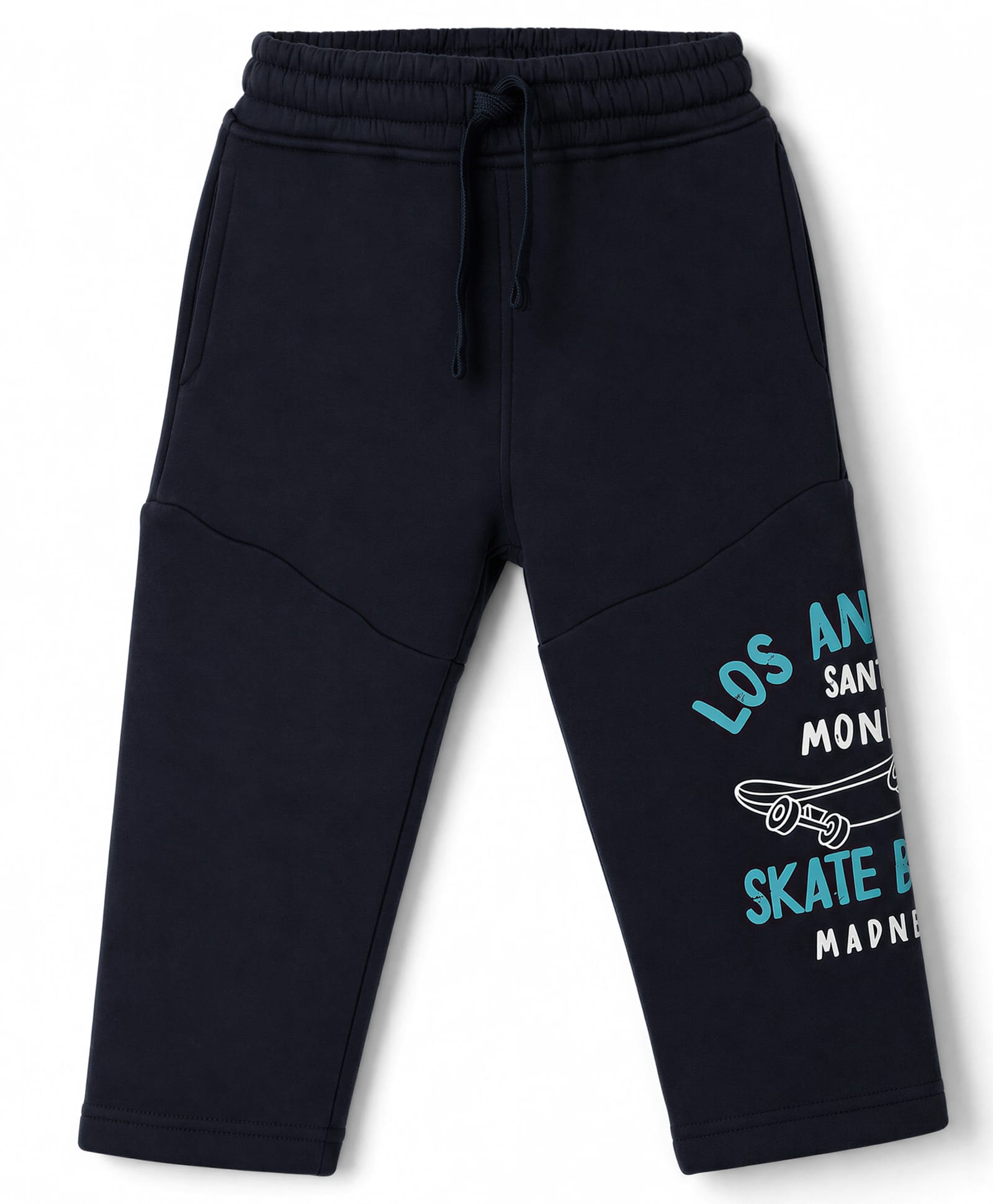 Doreme Knit Full Length Fleece Pant With Text Print - Navy Blue-picture-21