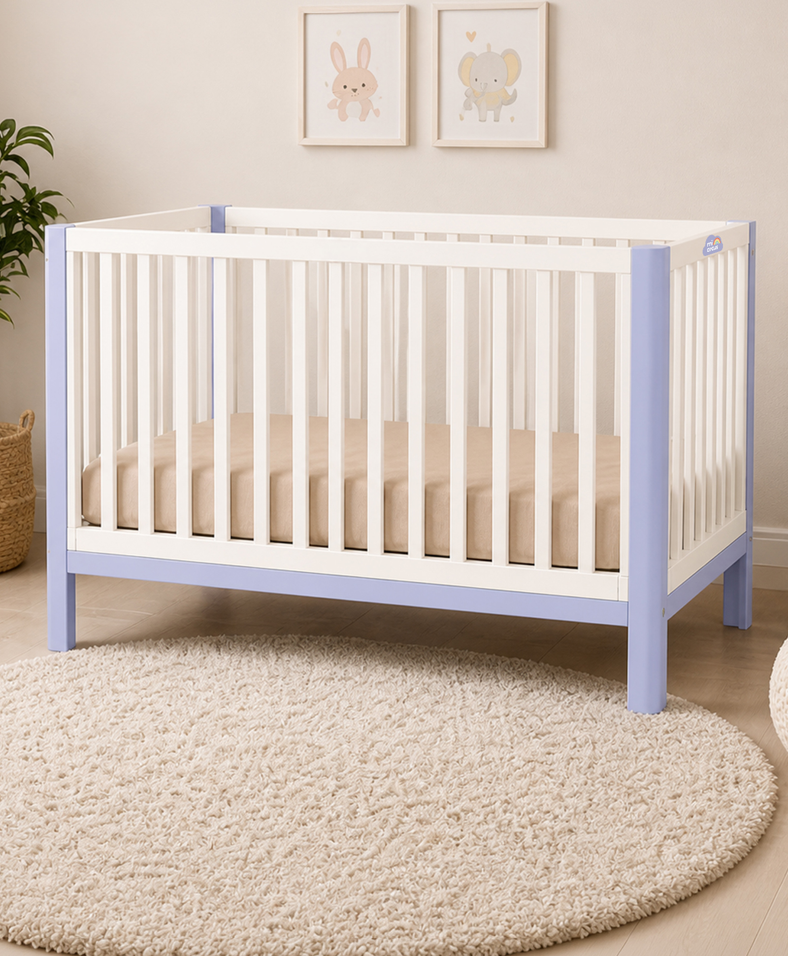 Mi Arcus Wooden Comfortable Baby Crib/Cot for Infants- Purple-image-12