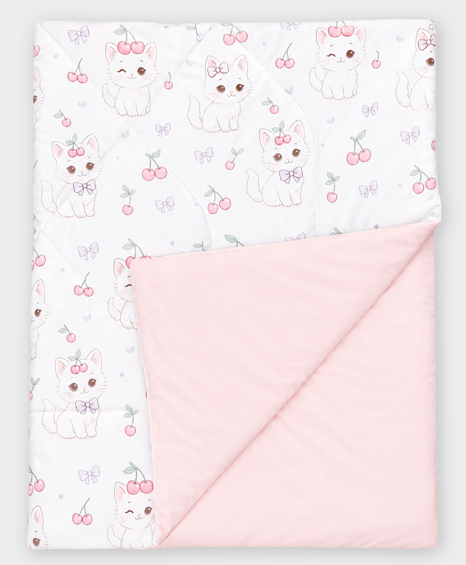 Mi Arcus Soft All Over Cat Printed Quilted Baby Blanket- White-image-22