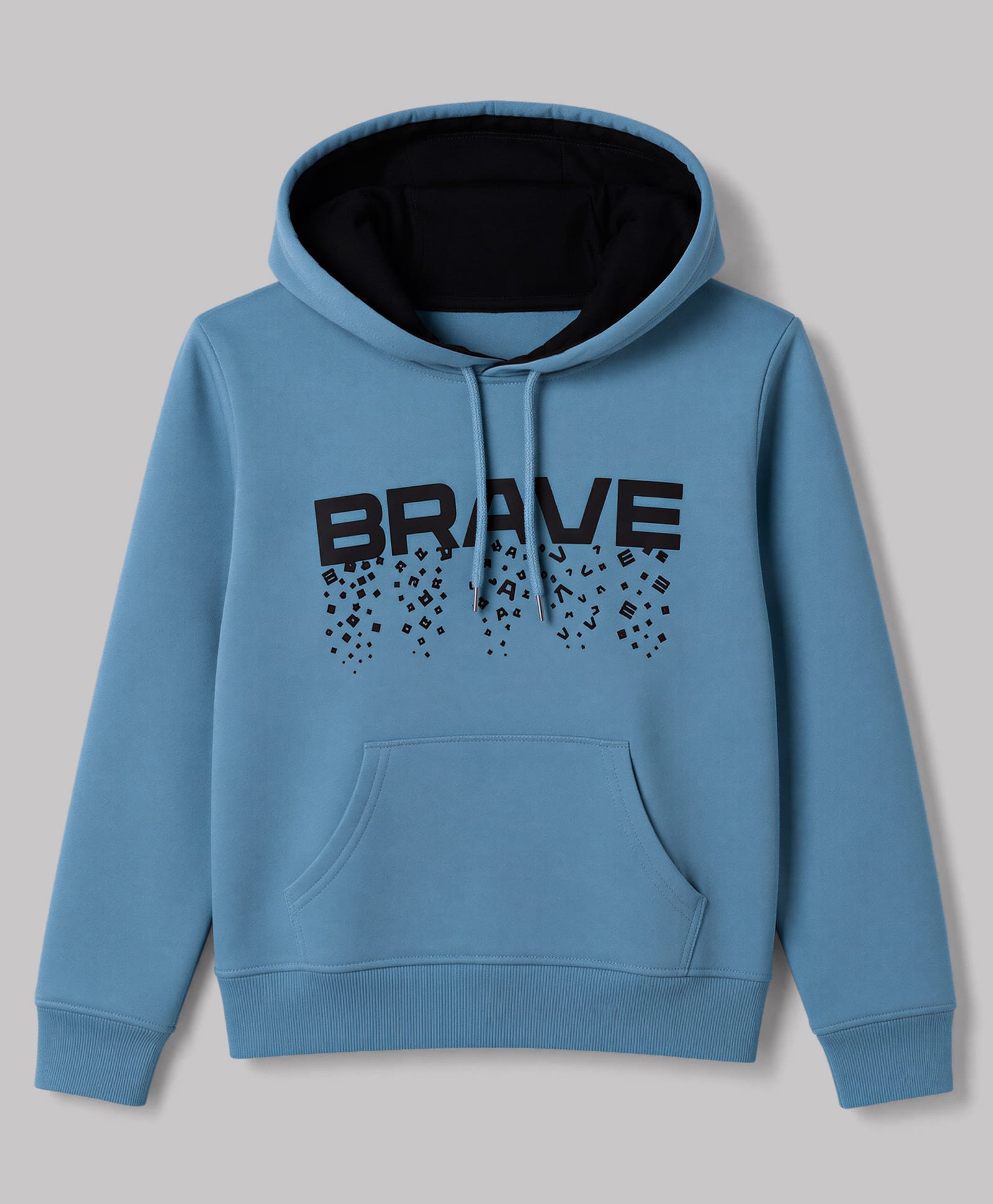 Taeko Fleece Knit Full Sleeves Text Printed Hoodie With Kangaroo Pockets - Blue-picture-11