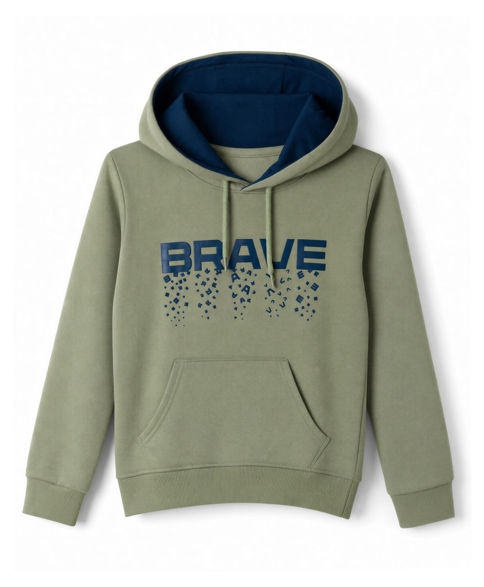 Taeko Fleece Knit Full Sleeves Text Printed Hoodie With Kangaroo Pockets - Green-picture-18