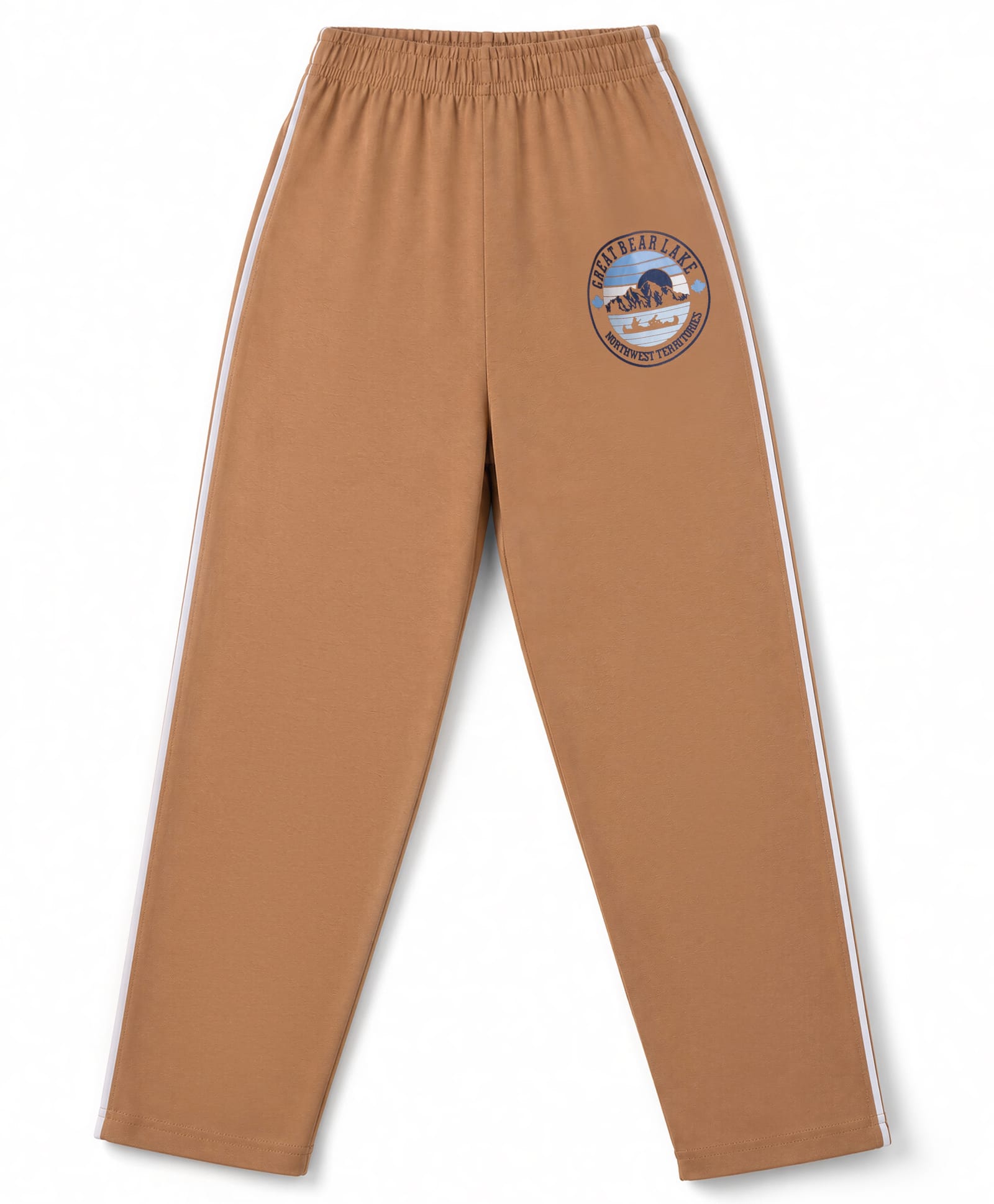 Taeko Single Jersey Knit Full Length Track Pant with Text Print - Brown-image-23