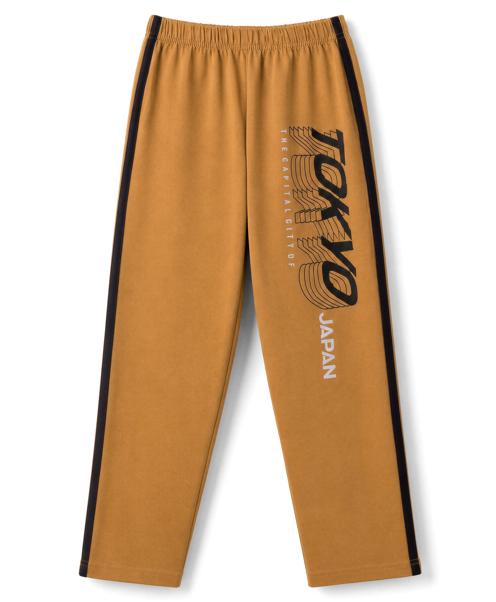 Taeko Single Jersey Knit Full Length Text Printed Track Pant - Golden-picture-29