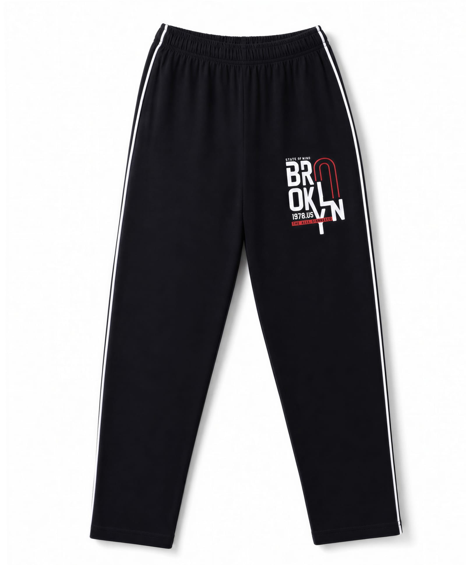 Taeko Single Jersey Knit Full Length Track Pant with Text Print - Black-picture-20