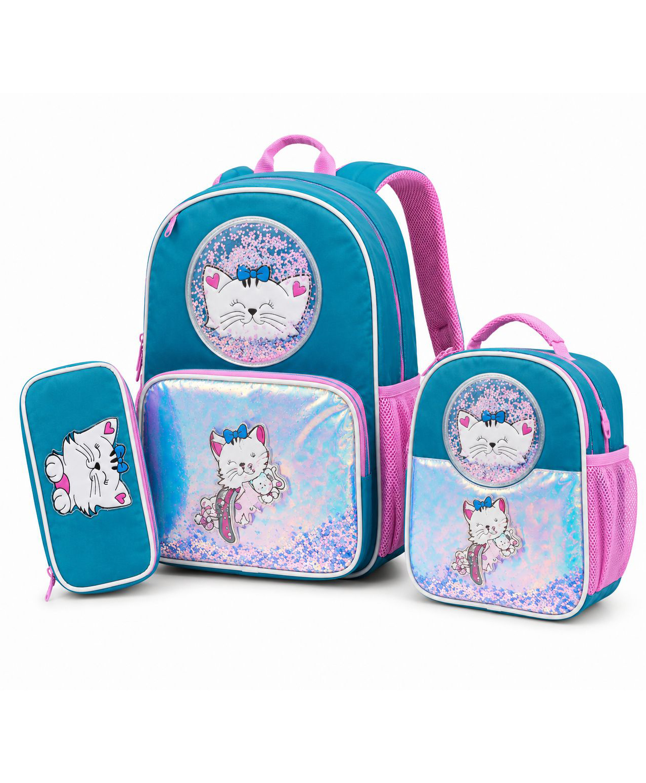 Echo Boomers 16 Inches 3 Piece Cute Character School Backpack Set for Girls Kids Backpack with Lunch Bag & Pencil Case-image-30