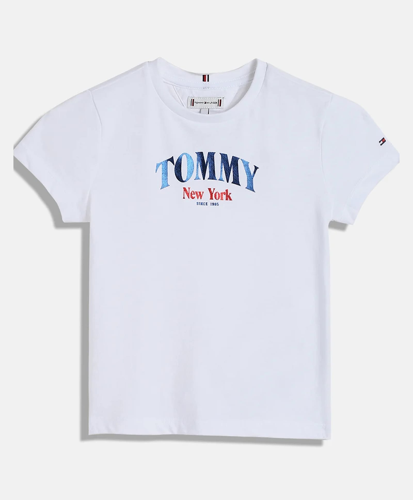 Tommy Hilfiger Cotton Knit Half Sleeves T-Shirt with Brand Text Print - White-picture-17