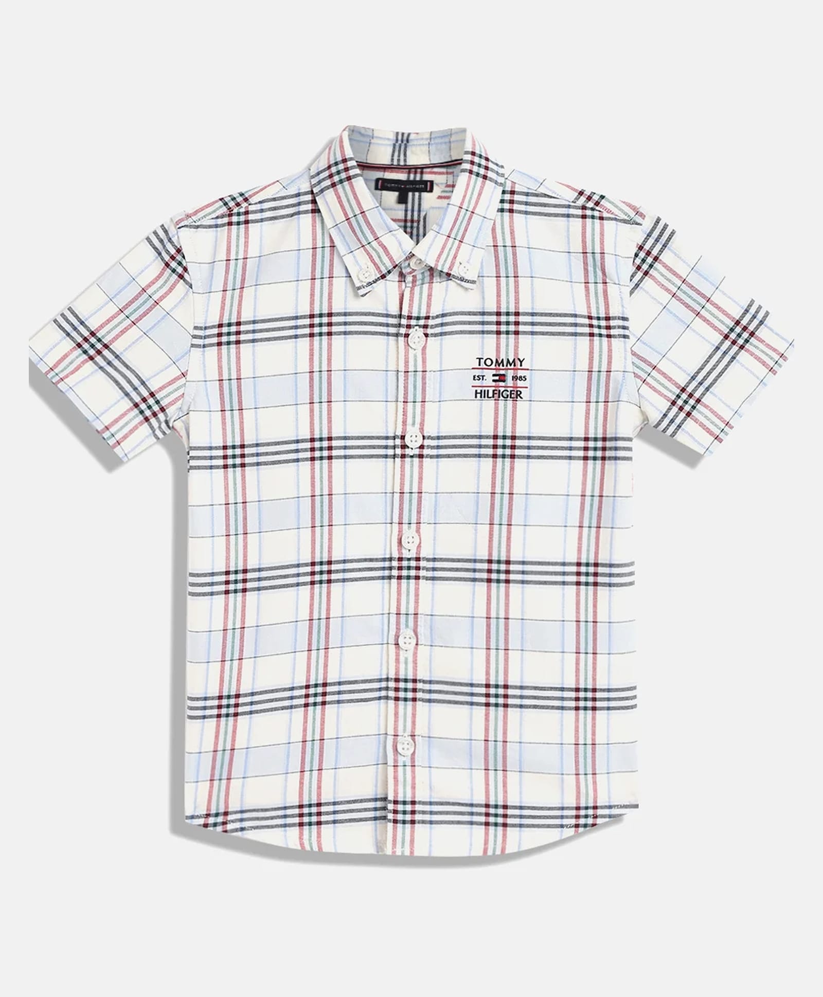 Tommy Hilfiger Cotton Woven Half Sleeves Shirt with Checks - White-picture-25