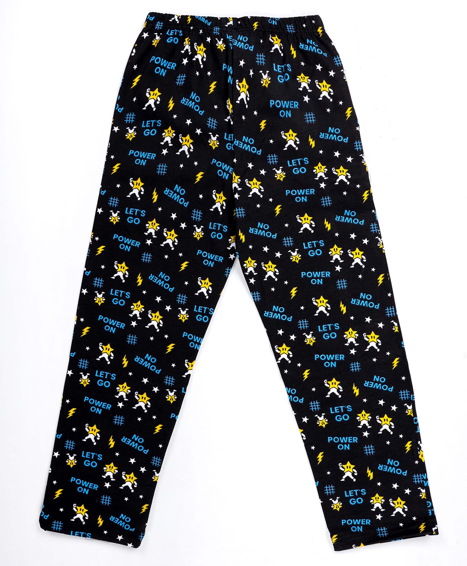 Kiddopanti Cotton Knit Stars & Typography Printed Pajama - Black-picture-10