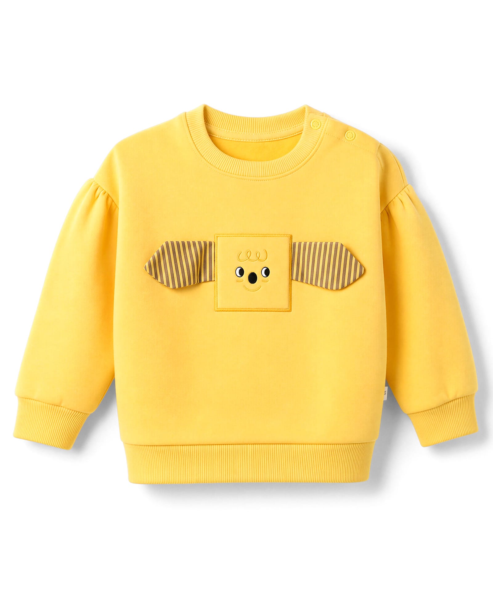 Mark & Mia Fleece Knit Sweatshirt with Full Sleeves and Animal Applique - Yellow-picture-21