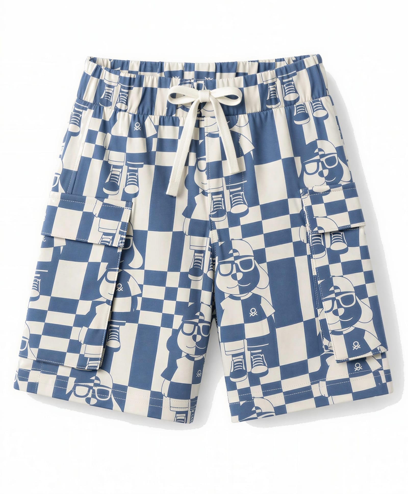 UCB Be Cotton Knit Knee Length Abstract Printed Shorts- Blue-picture-12