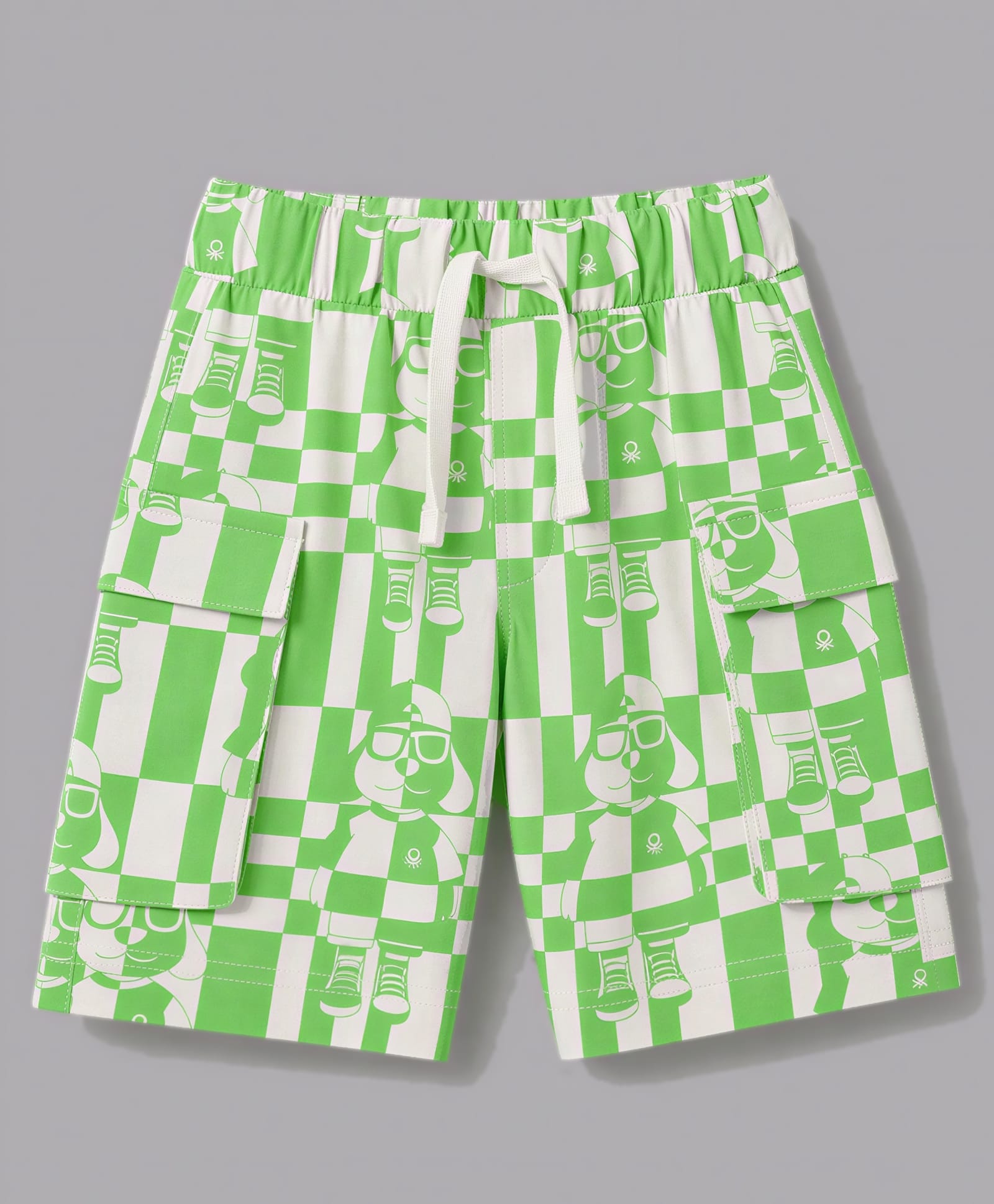 UCB Be Cotton Knit Knee Length Abstract Printed Shorts- Light Green-picture-20