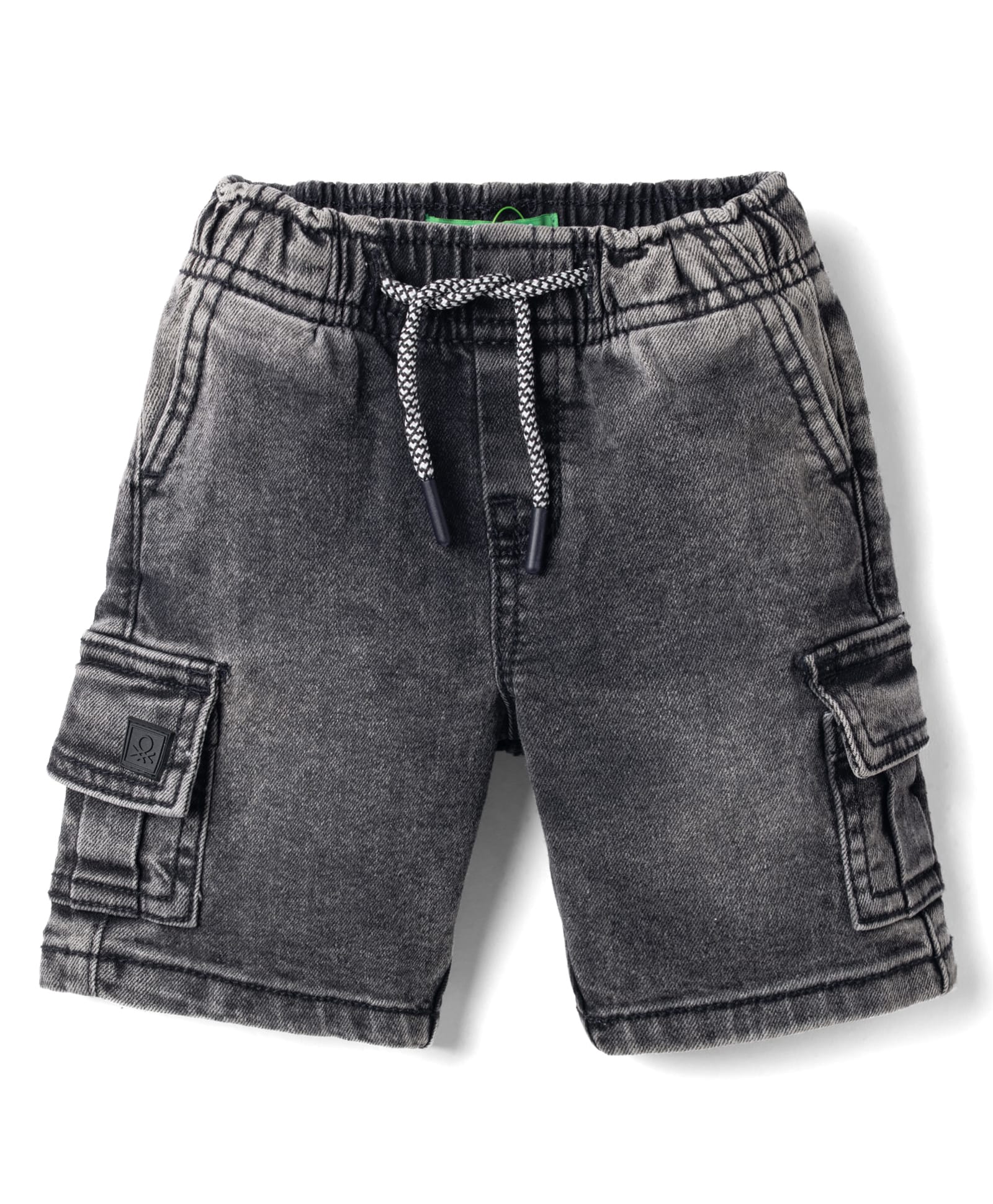 UCB Woven Knee Length Washed Shorts With Cargo Pockets - Black-picture-19
