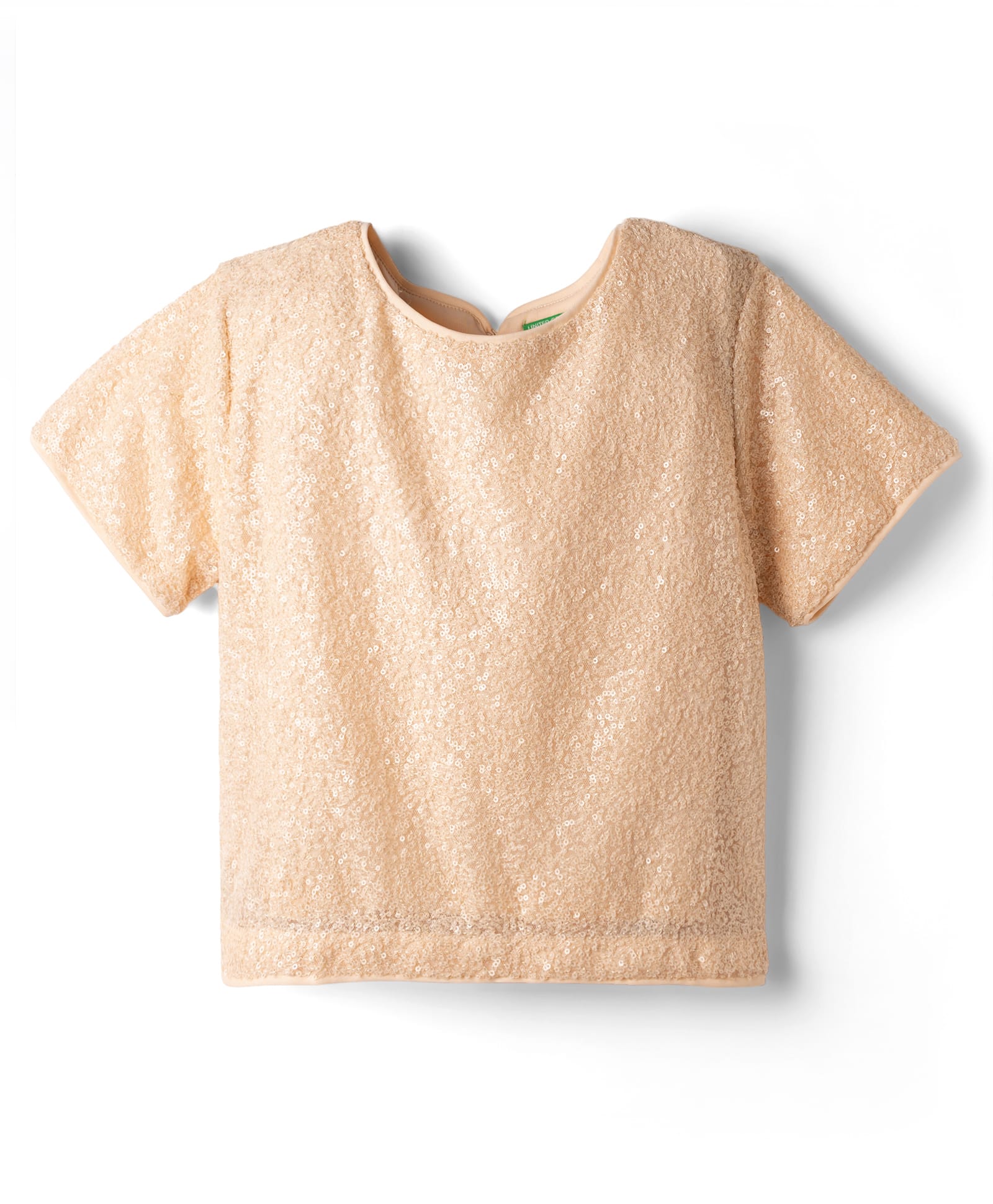 UCB Woven Half Sleeves Solid Colour Top with Sequinned Detailing - Pink-picture-12