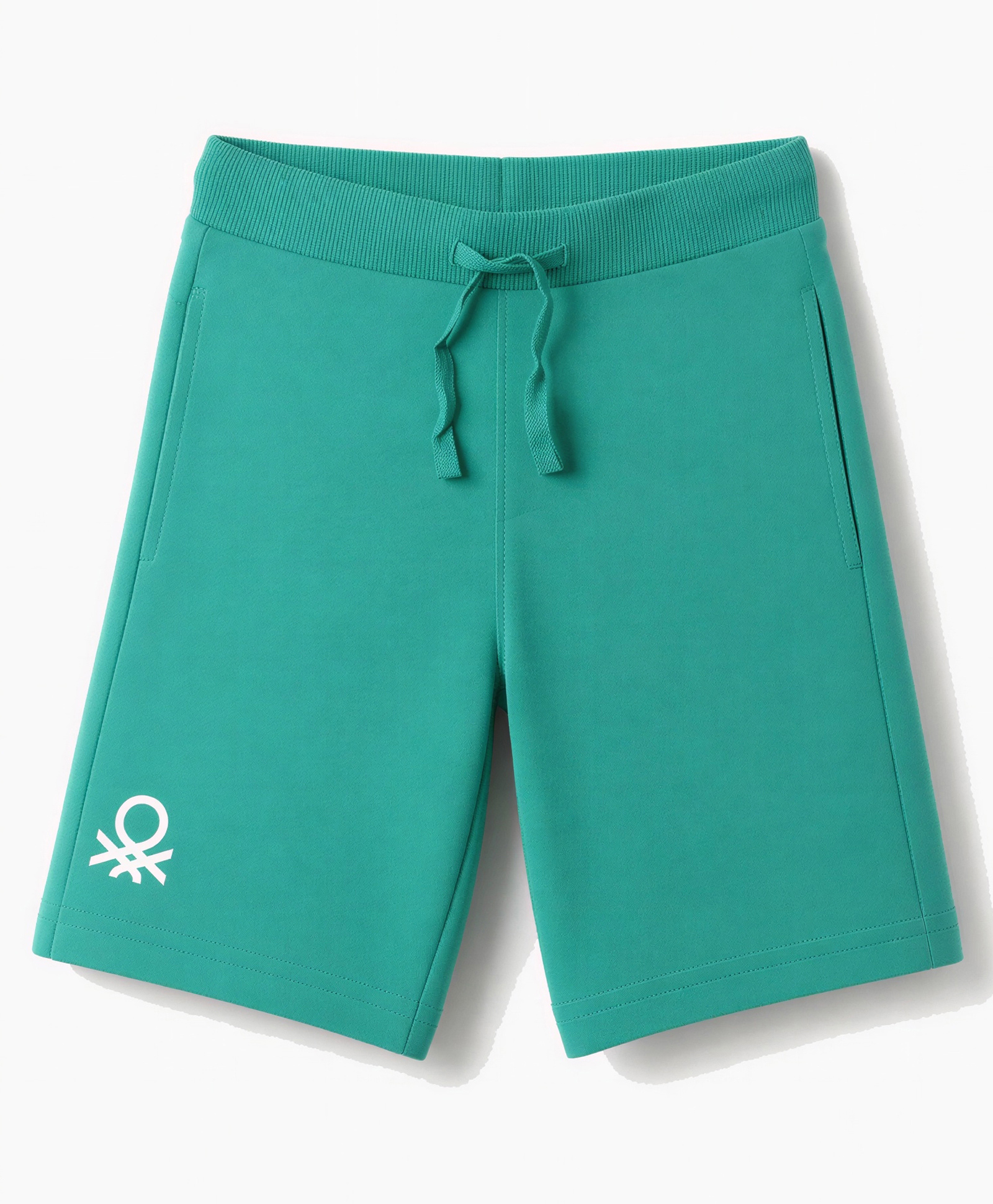 UCB Knit Knee Length Solid Shorts With Ribbed Waist - Green-picture-14