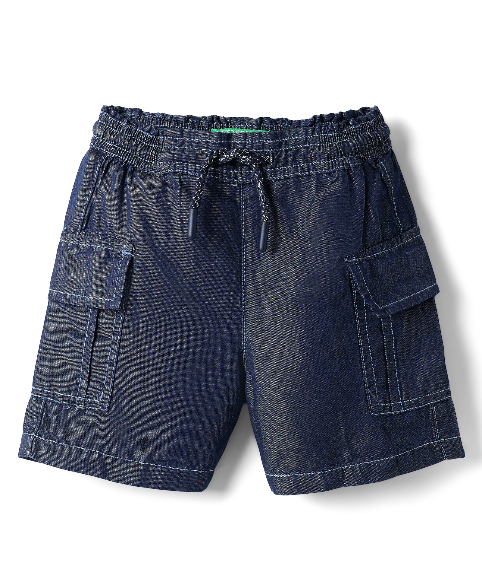 UCB Denim Tencel Blend Woven Knee Length Solid Shorts with Pockets - Navy-picture-2