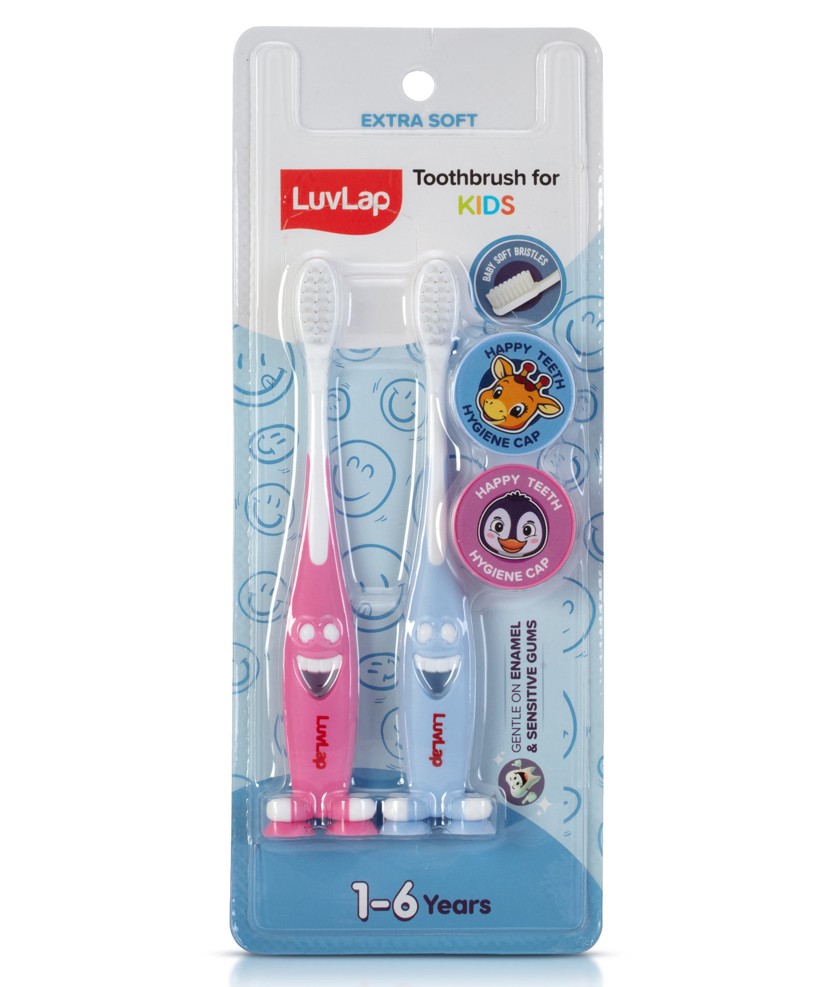 LuvLap Smiley Baby Toothbrush With Soft Bristles & Hygiene Cap - Pack of 2-picture-12