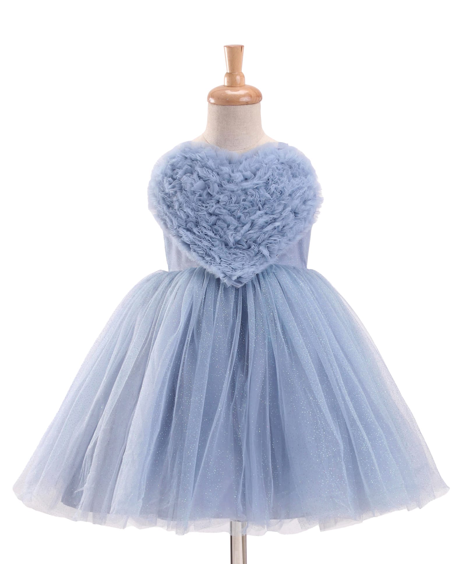 Enfance Net Woven Sleeveless Heart Applique Party Dress - Grey-picture-24