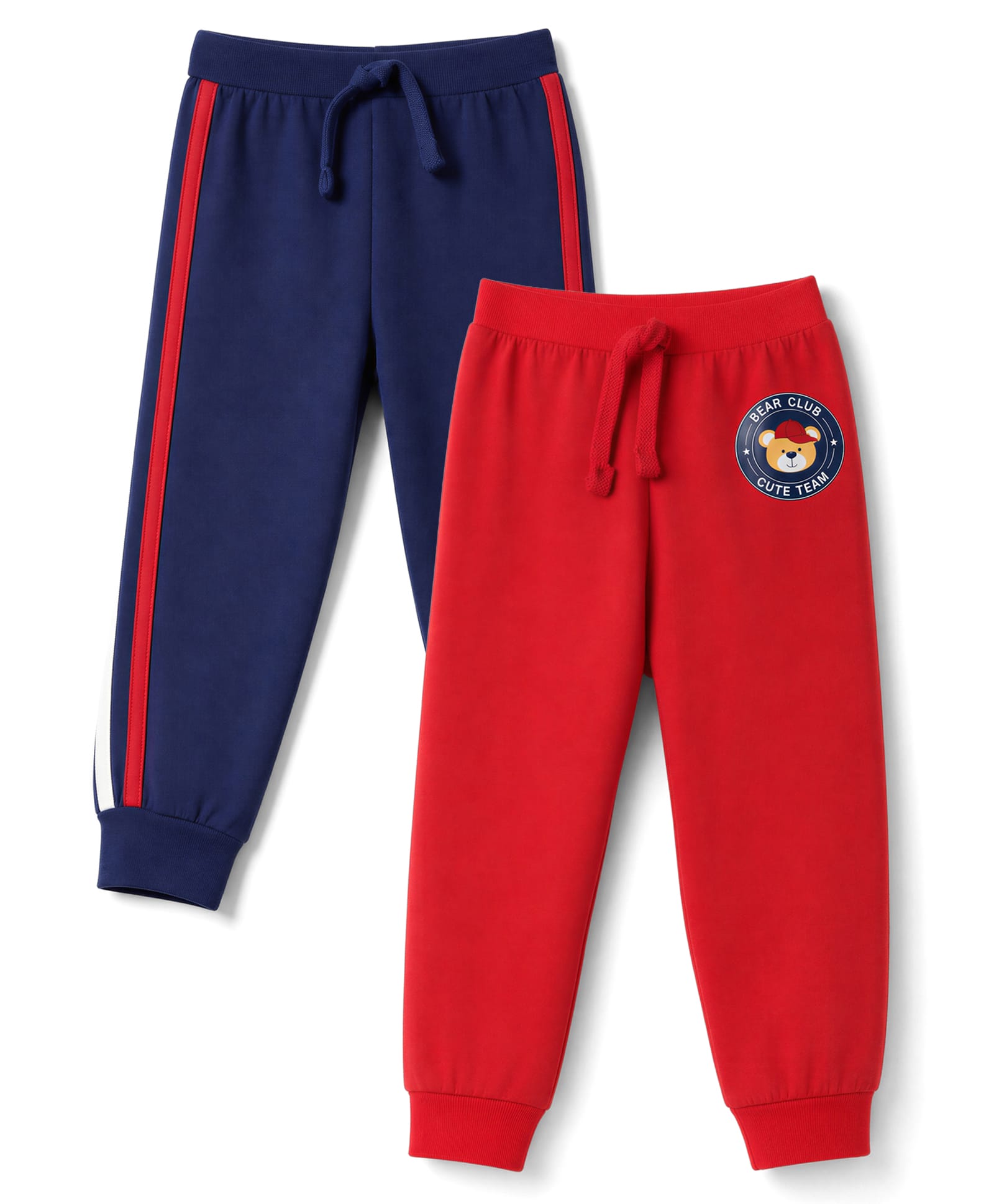 Babyhug Cotton Jersey Knit Full Length Tiger Printed Lounge Pants With Tape Detailing Pack Of 2 - Navy Blue & Red-picture-21