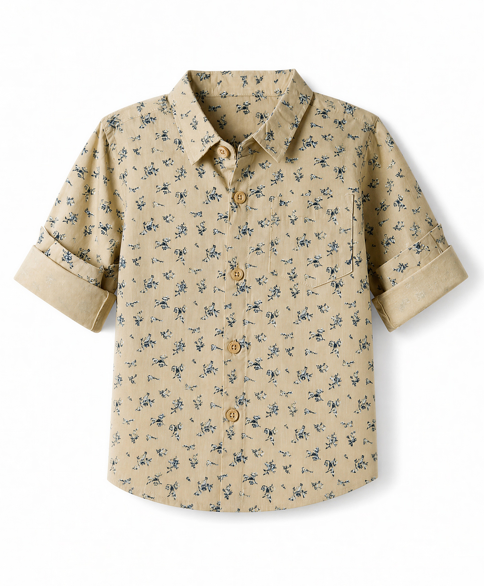Babyoye Cotton Woven Full Sleeves Shirt with Floral Print - Brown-picture-17