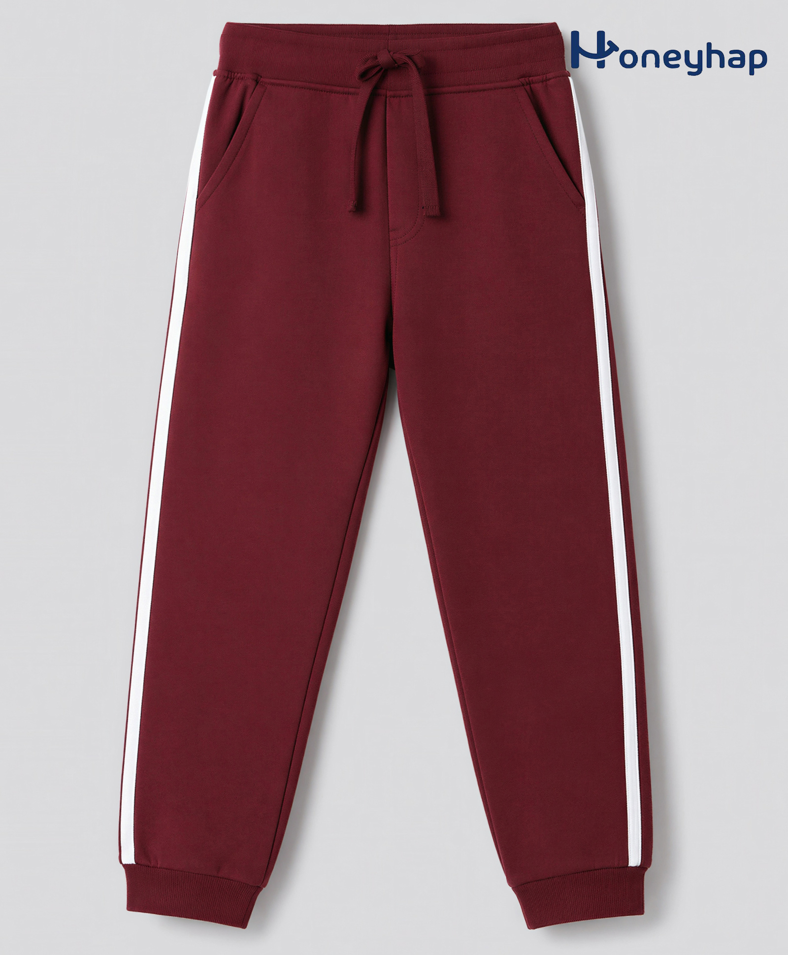 Honeyhap Premium 100% Cotton Terry Knit Bio Finished Full Length Lounge Pant with Side Tape Detailing - Rum Raisin-picture-16