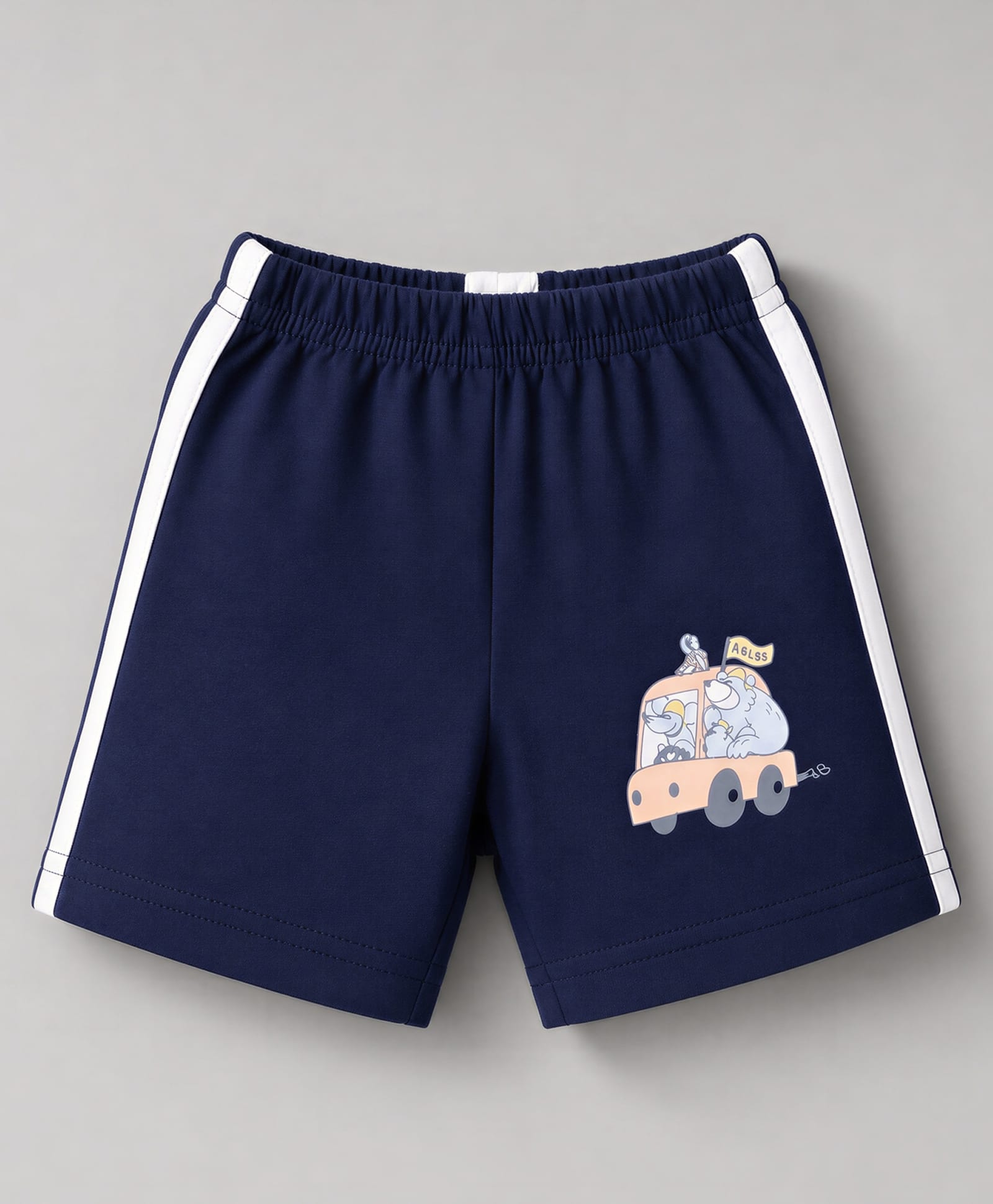 Tango Single Jersey Knit Knee Length Shorts With Vehicle Print - Navy Blue-picture-27