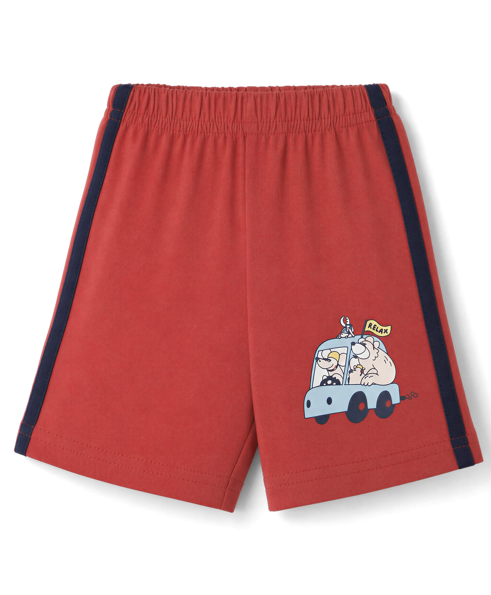 Tango Single Jersey Knit Knee Length Shorts With Vehicle Print - Red-picture-19