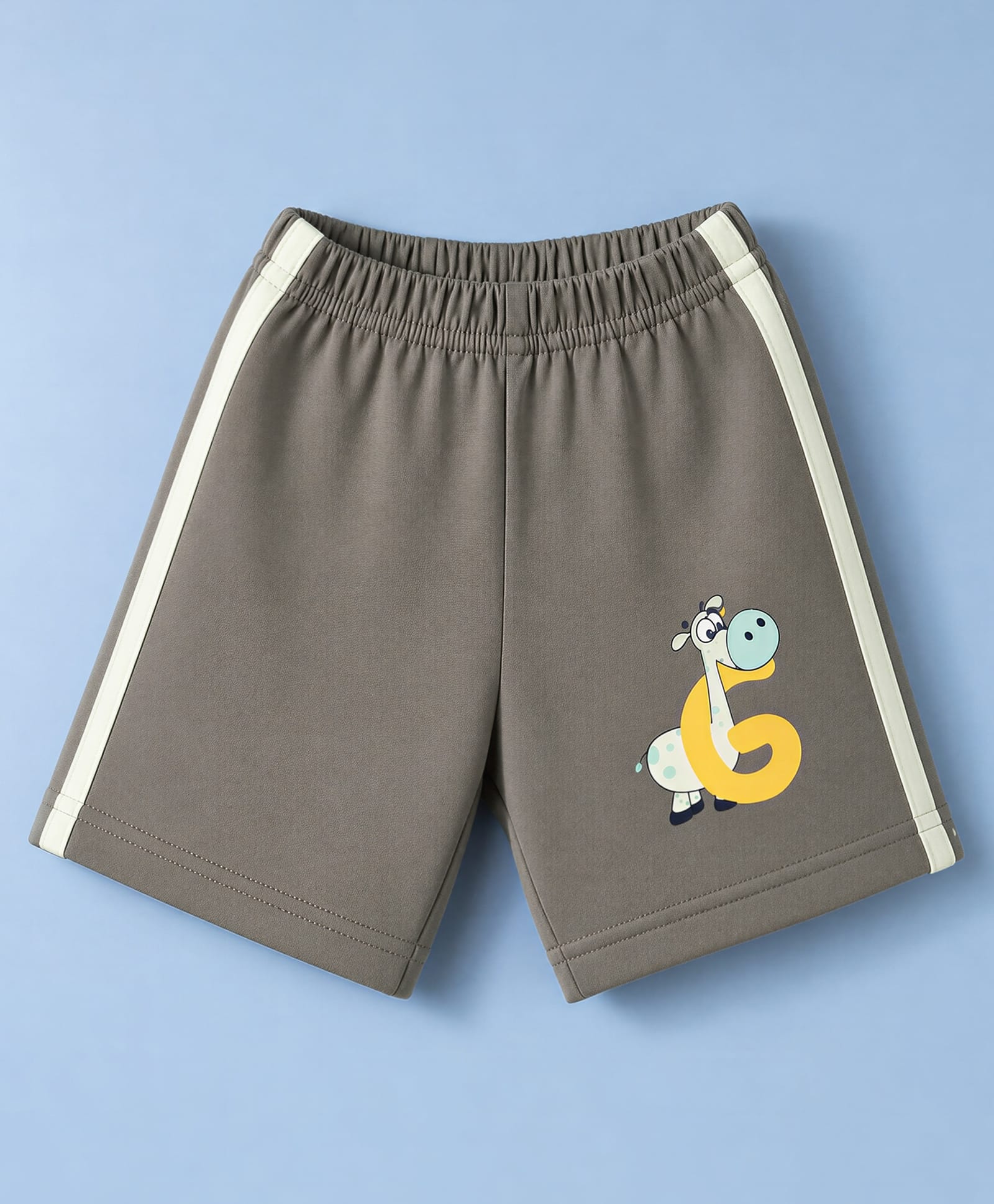 Tango Single Jersey Knit Knee Length Shorts With Giraffe Print - Olive Green-image-40
