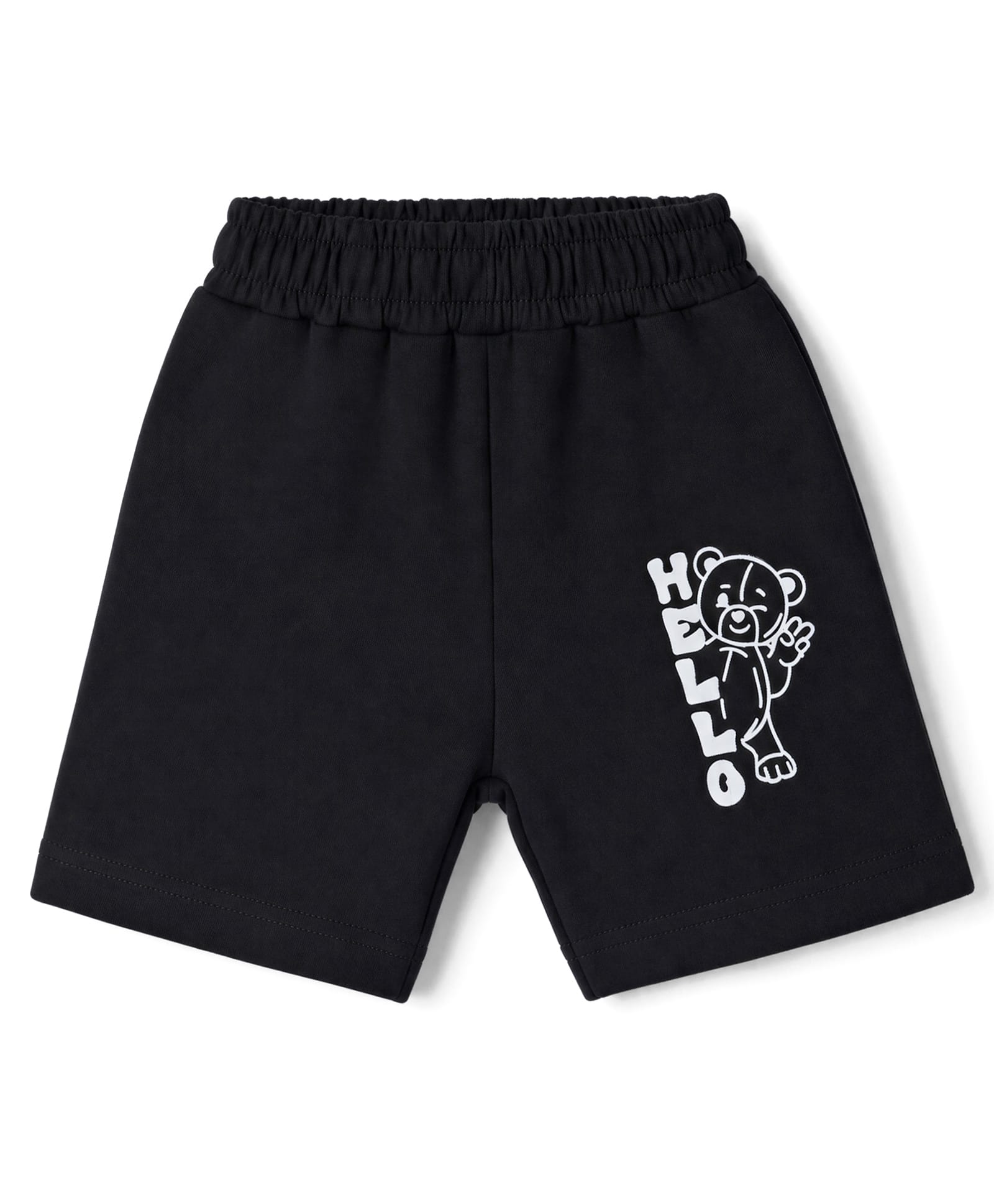 Tango Single Jersey Knit Knee Length Shorts With Teddy Bear & Text Print - Black-picture-16