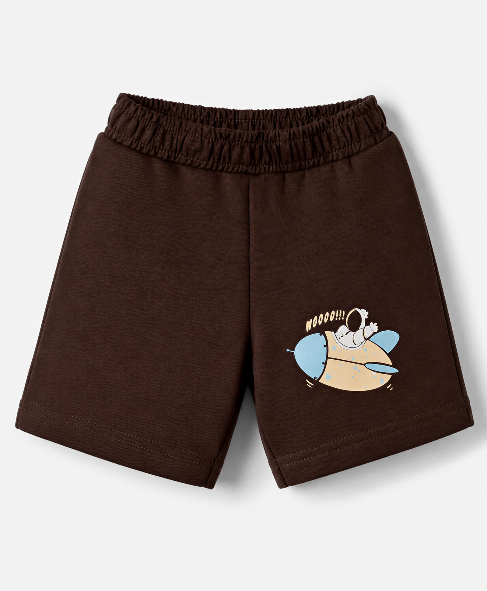 Tango Single Jersey Knit Knee Length Shorts With Aeroplane Print - Brown-picture-22