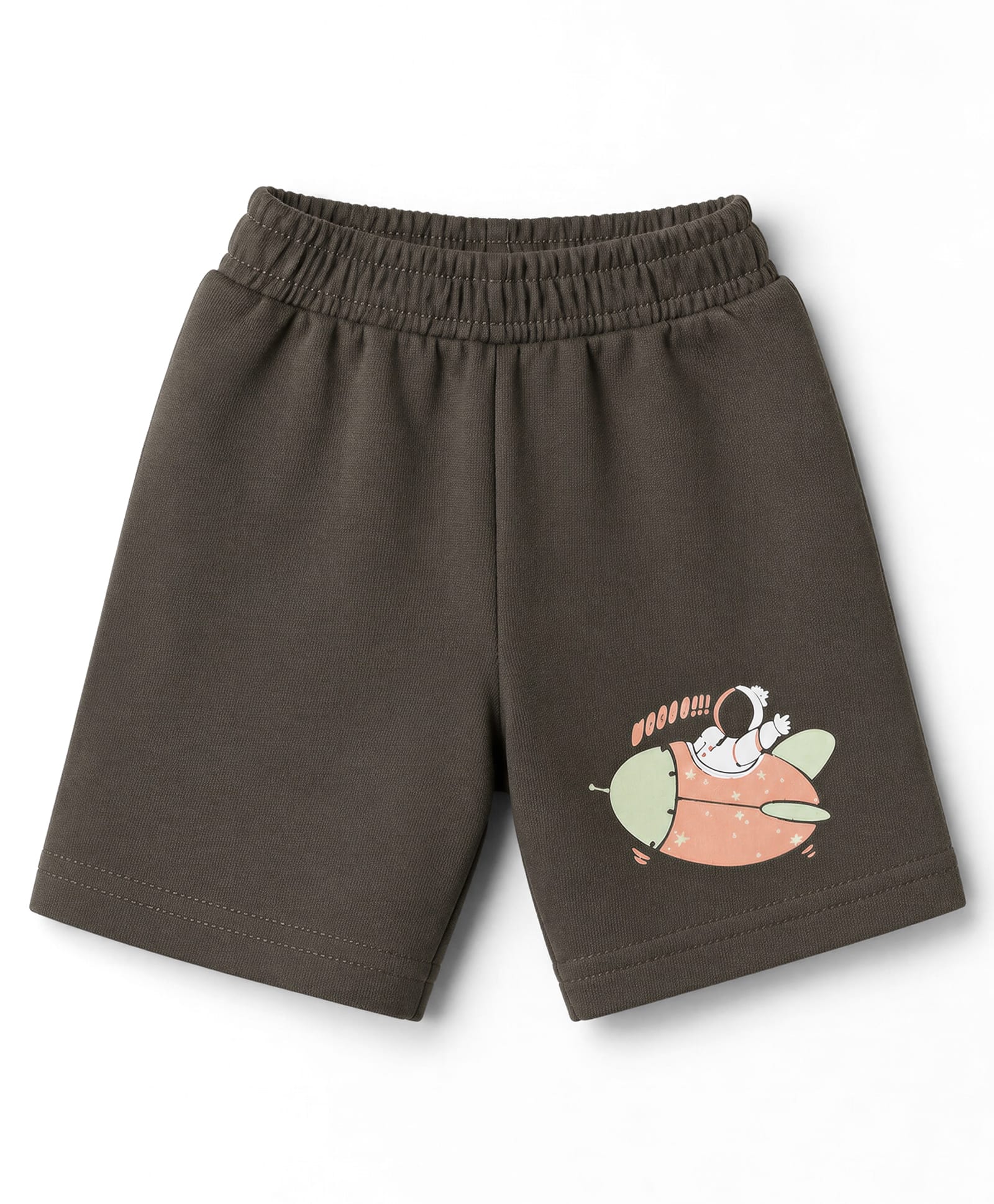 Tango Single Jersey Knit Knee Length Shorts With Aeroplane Print - Olive Green-image-46