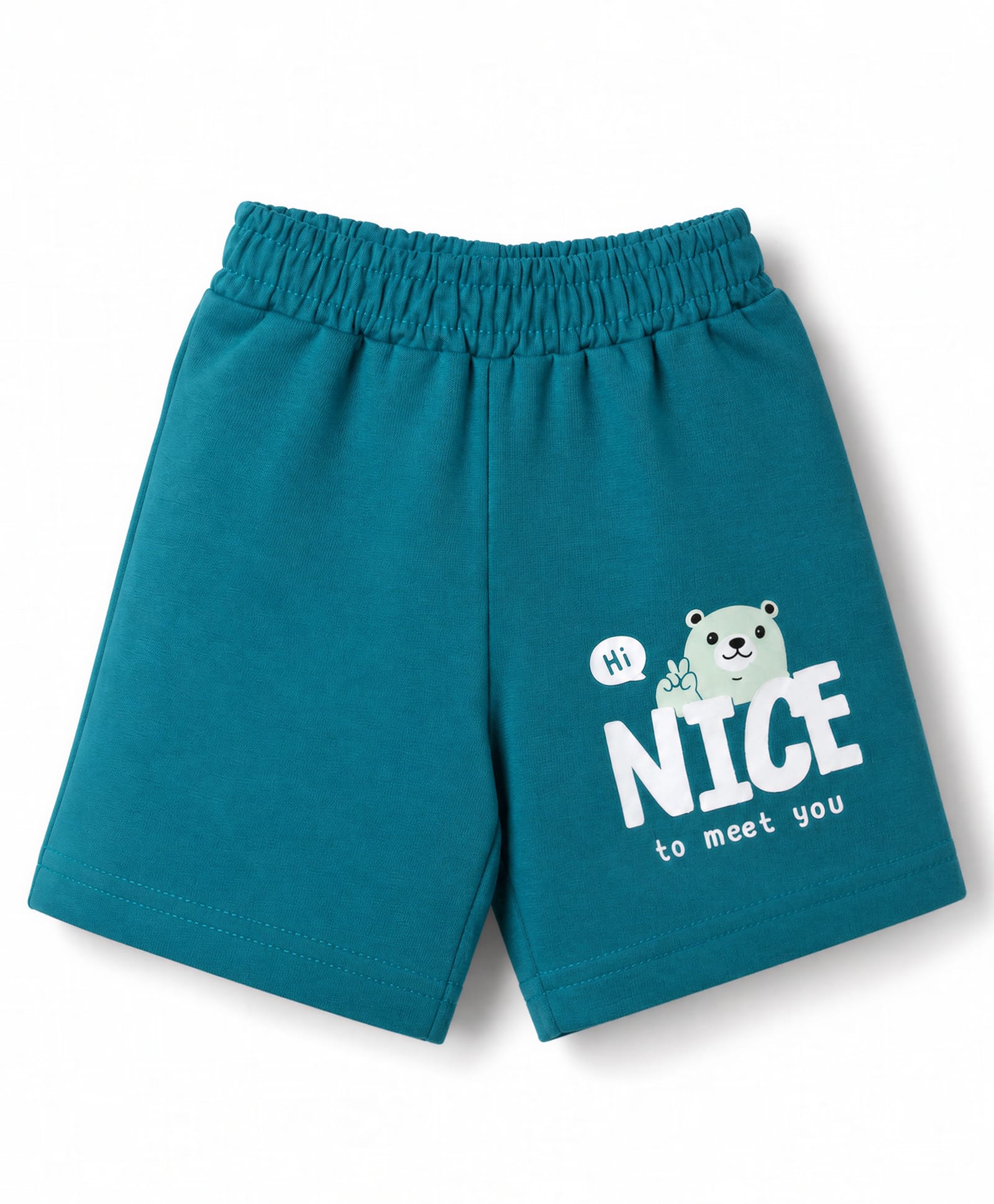 Tango Single Jersey Knit Knee Length Shorts With Text Print - Green-picture-24