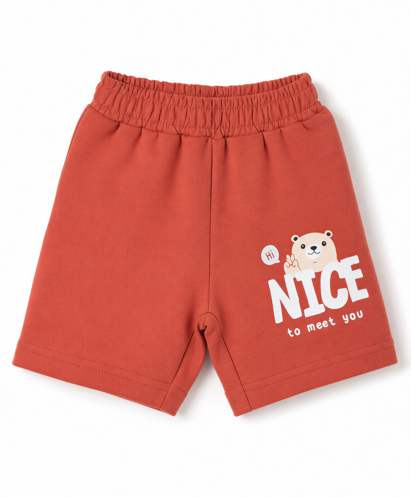 Tango Single Jersey Knit Knee Length Shorts With Text Print - Red-picture-25