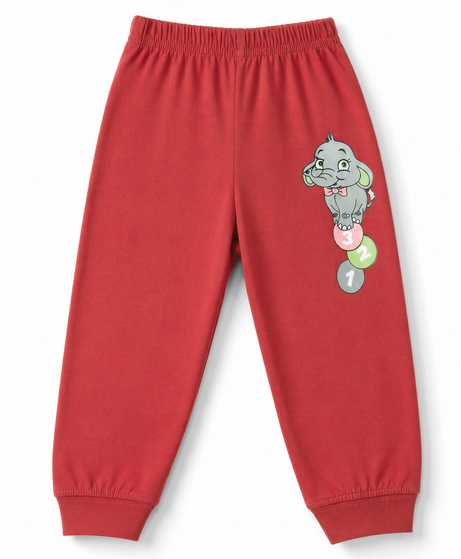 Tango Single Jersey Knit Full Length Elephant Printed Lounge Pant - Red-image-48