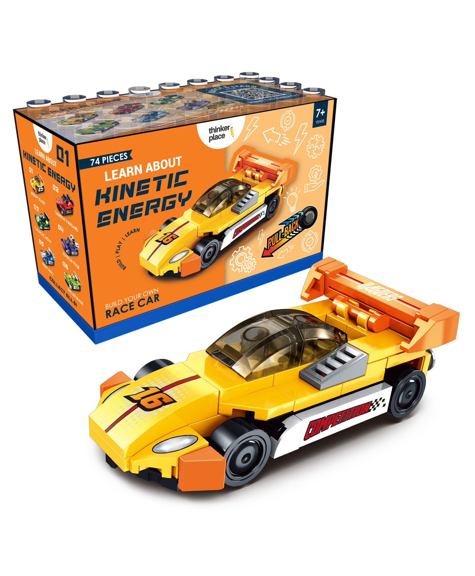 thinker place ThinkerPlace STEM Racing Car Pull Back Building Blocks Set (74Pcs) | DIY Speed Car Toy for Kids 7+ Years (Boys & Girls) | Friction Powered Racing Toy | Creativity & Motor Skills Development-picture-42