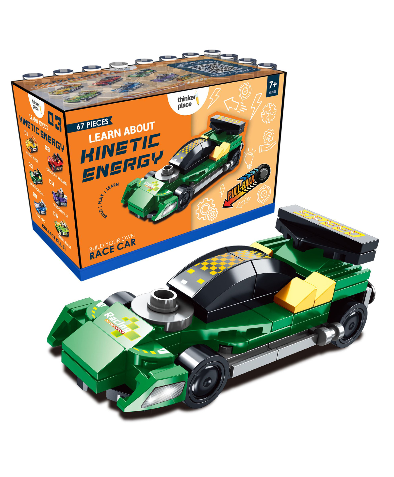 thinker place ThinkerPlace STEM Racing Car Pull Back Building Blocks Set (67Pcs) | DIY Speed Car Toy for Kids 7+ Years (Boys & Girls) | Friction Powered Racing Toy | Creativity & Motor Skills Development-picture-48
