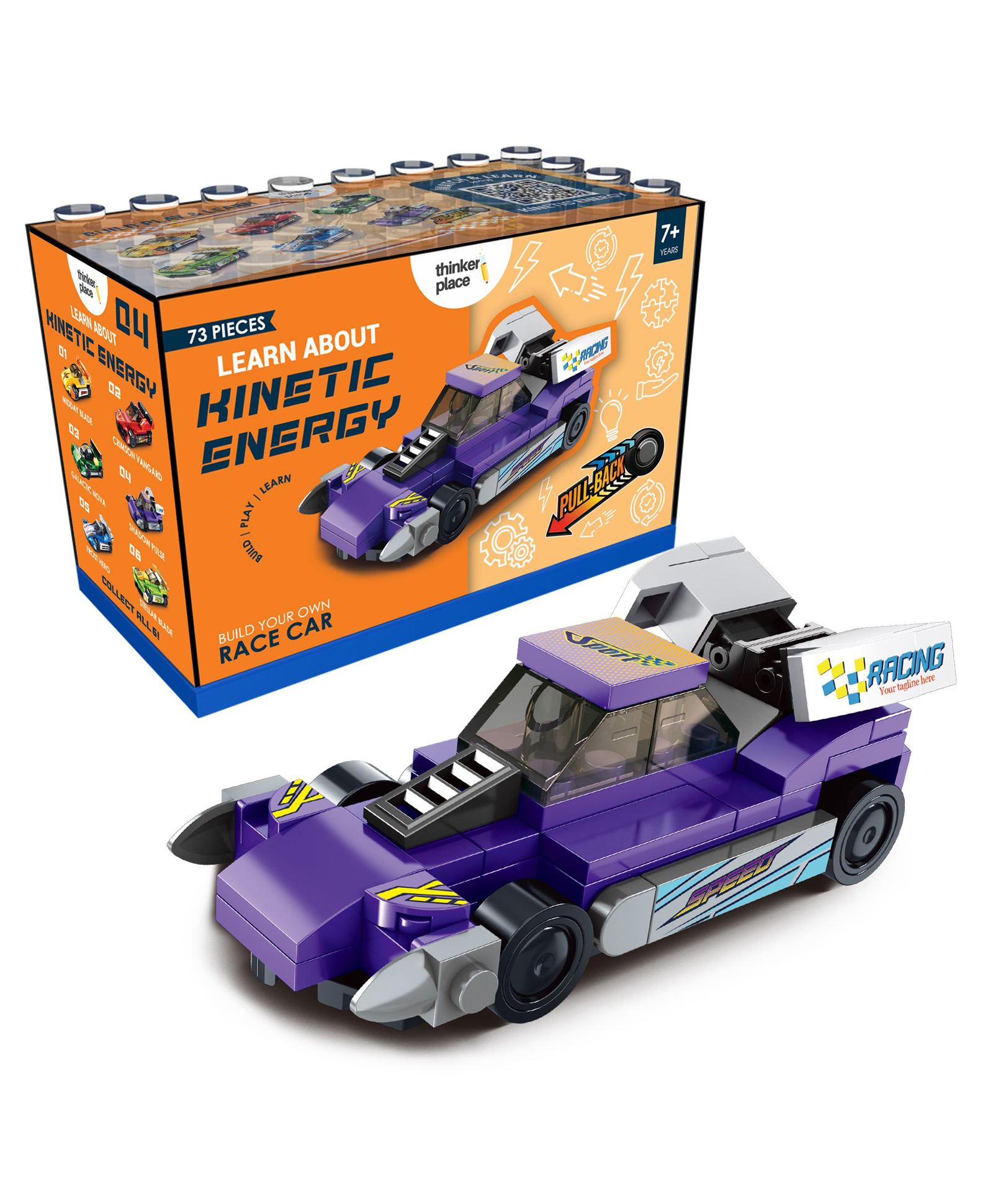 thinker place ThinkerPlace STEM Racing Car Pull Back Building Blocks Set (73Pcs) | DIY Speed Car Toy for Kids 7+ Years (Boys & Girls) | Friction Powered Racing Toy | Creativity & Motor Skills Development-picture-46