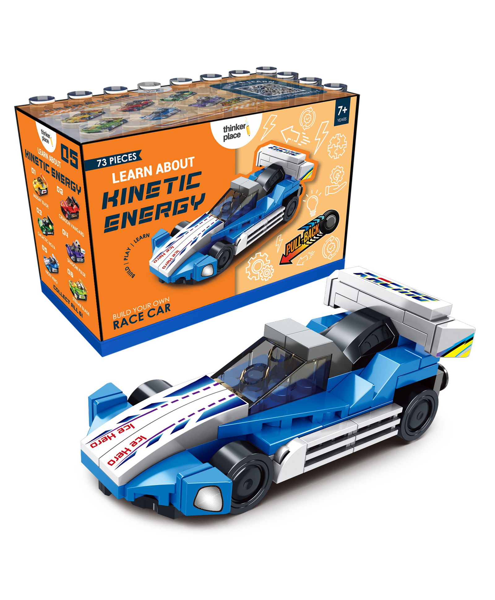 thinker place ThinkerPlace STEM Racing Car Pull Back Building Blocks Set (73Pcs) | DIY Speed Car Toy for Kids 7+ Years (Boys & Girls) | Friction Powered Racing Toy | Creativity & Motor Skills Development-picture-47