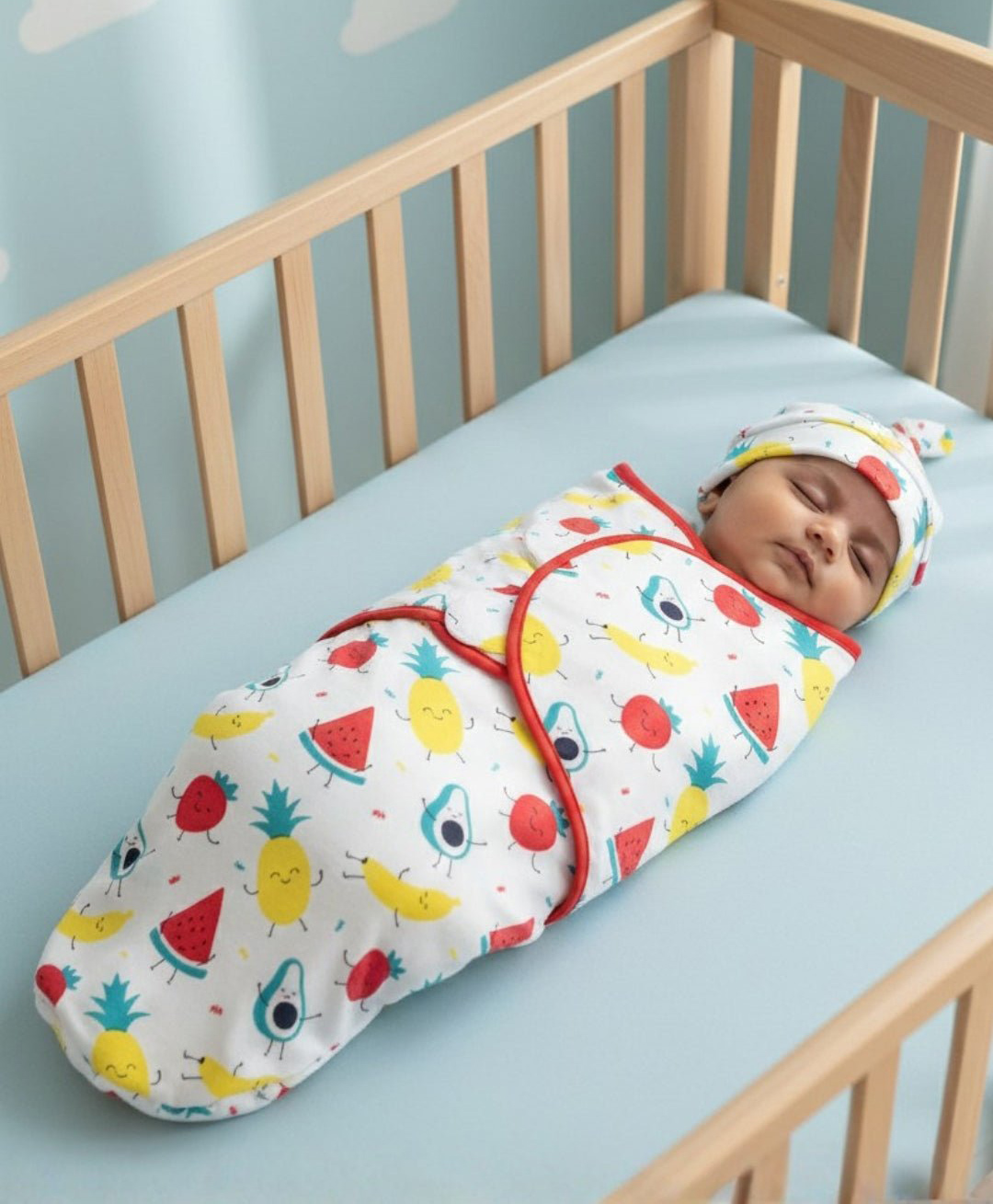 The Mom Store Baby Swaddle Blanket and Cap Set-image-29