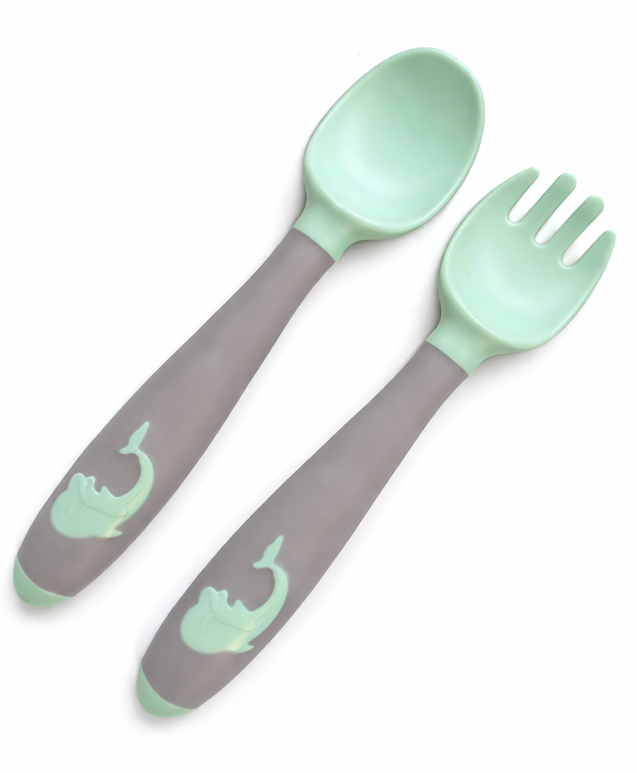 Tutots Flexible Spoon and Fork Set, Soft Silicone, BPA Free, Pack of 2 (Green)-image-30